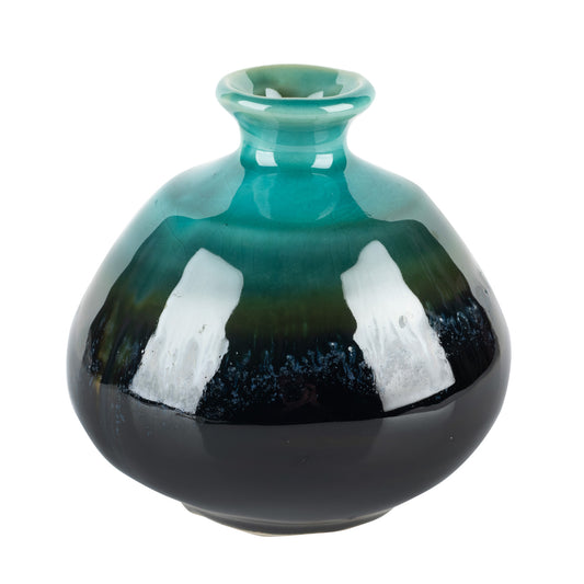 Emerald and Black Japanese Mini Vase