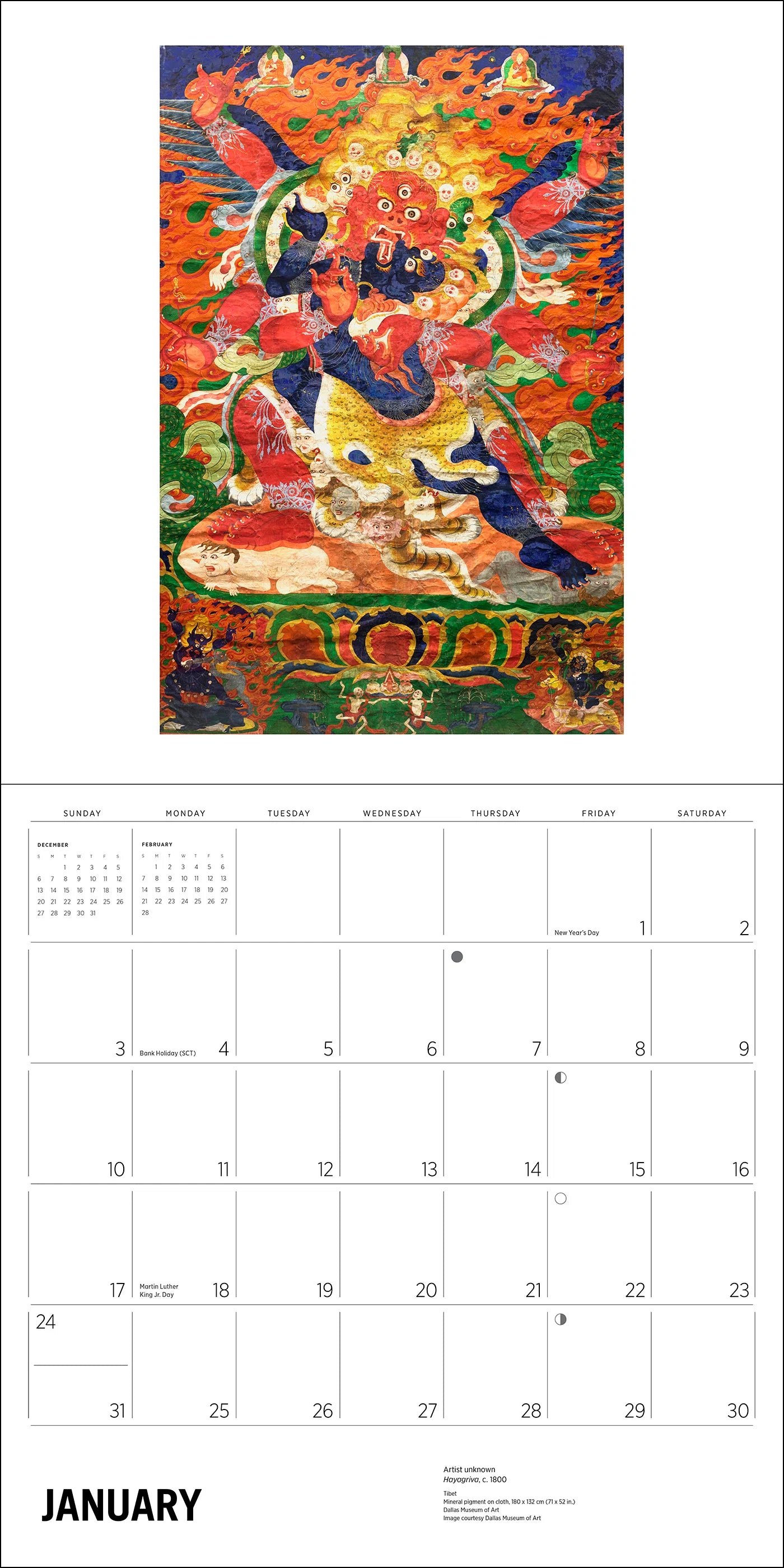Enlightenment Buddhist Paintings 2027 Japanese Calendar example month 1