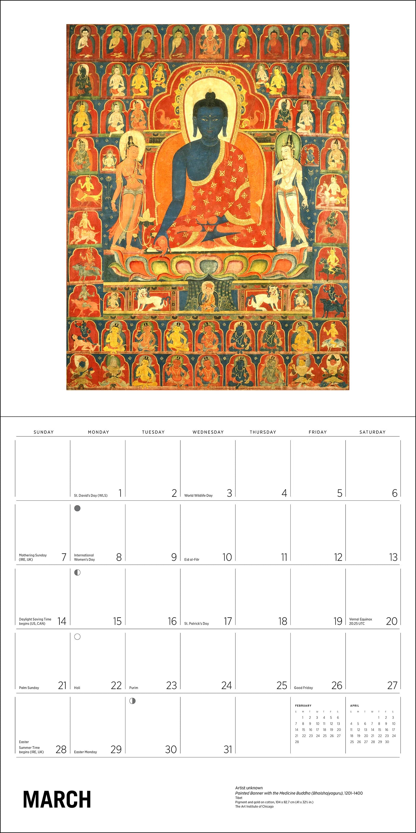 Enlightenment Buddhist Paintings 2027 Japanese Calendar example month 2