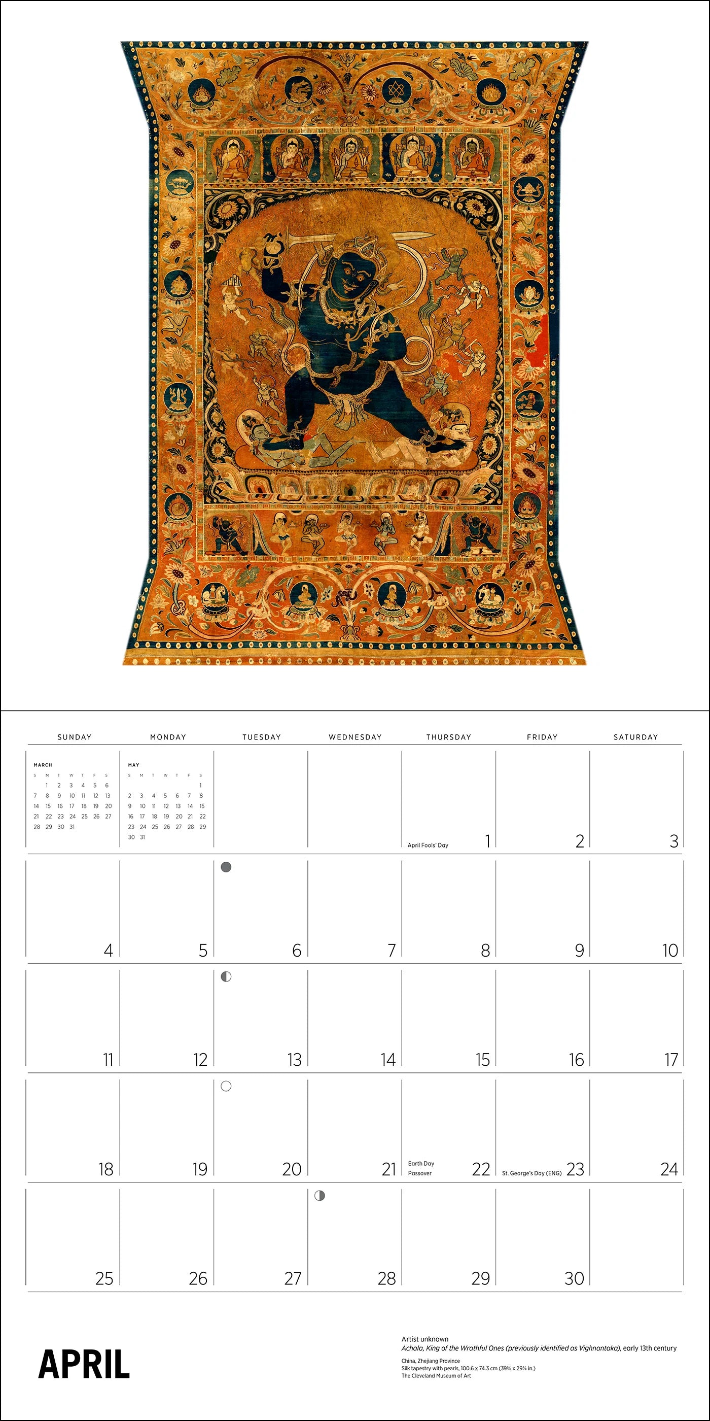 Enlightenment Buddhist Paintings 2027 Japanese Calendar example month 3