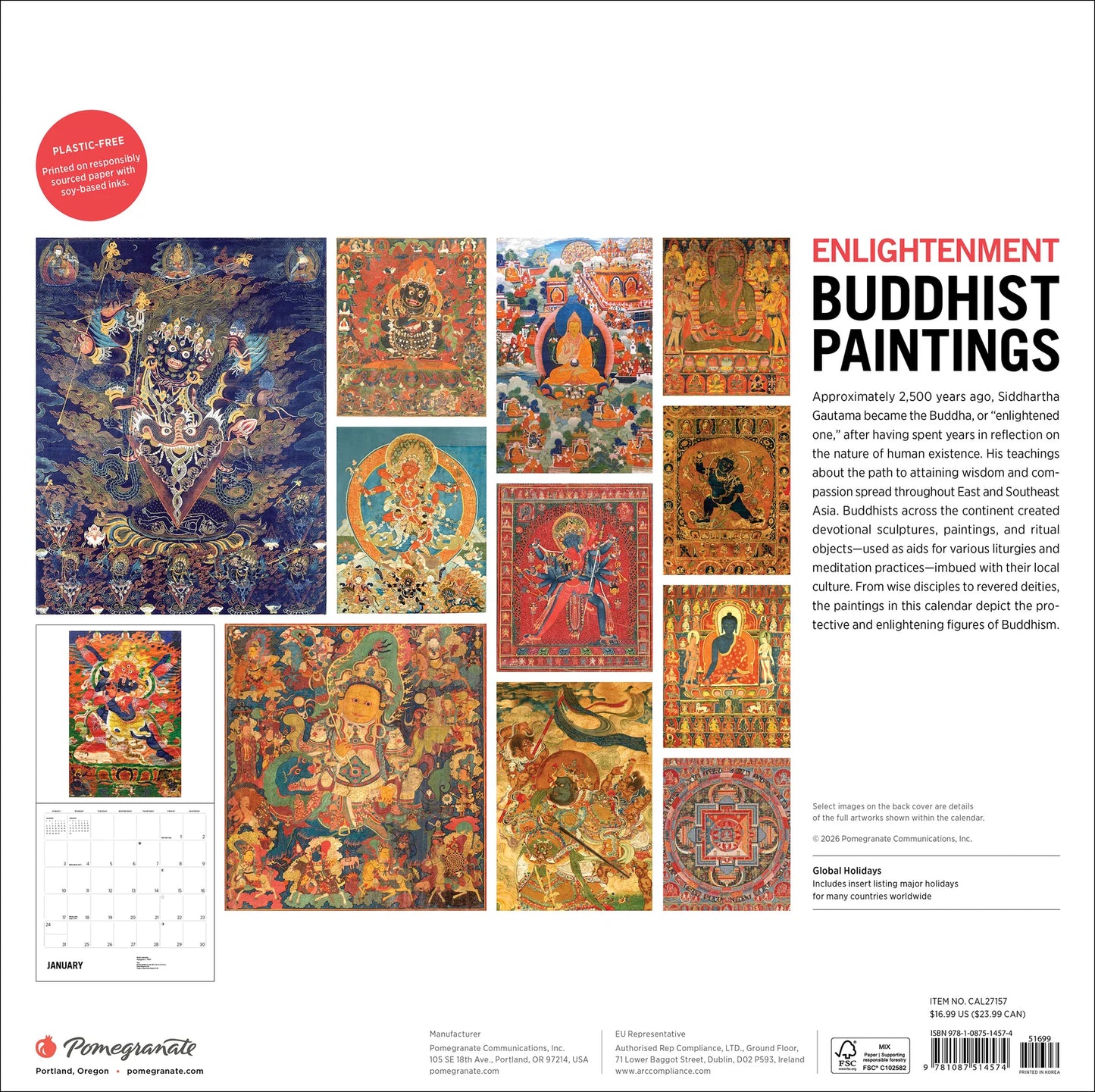 Enlightenment Buddhist Paintings 2027 Japanese Calendar back