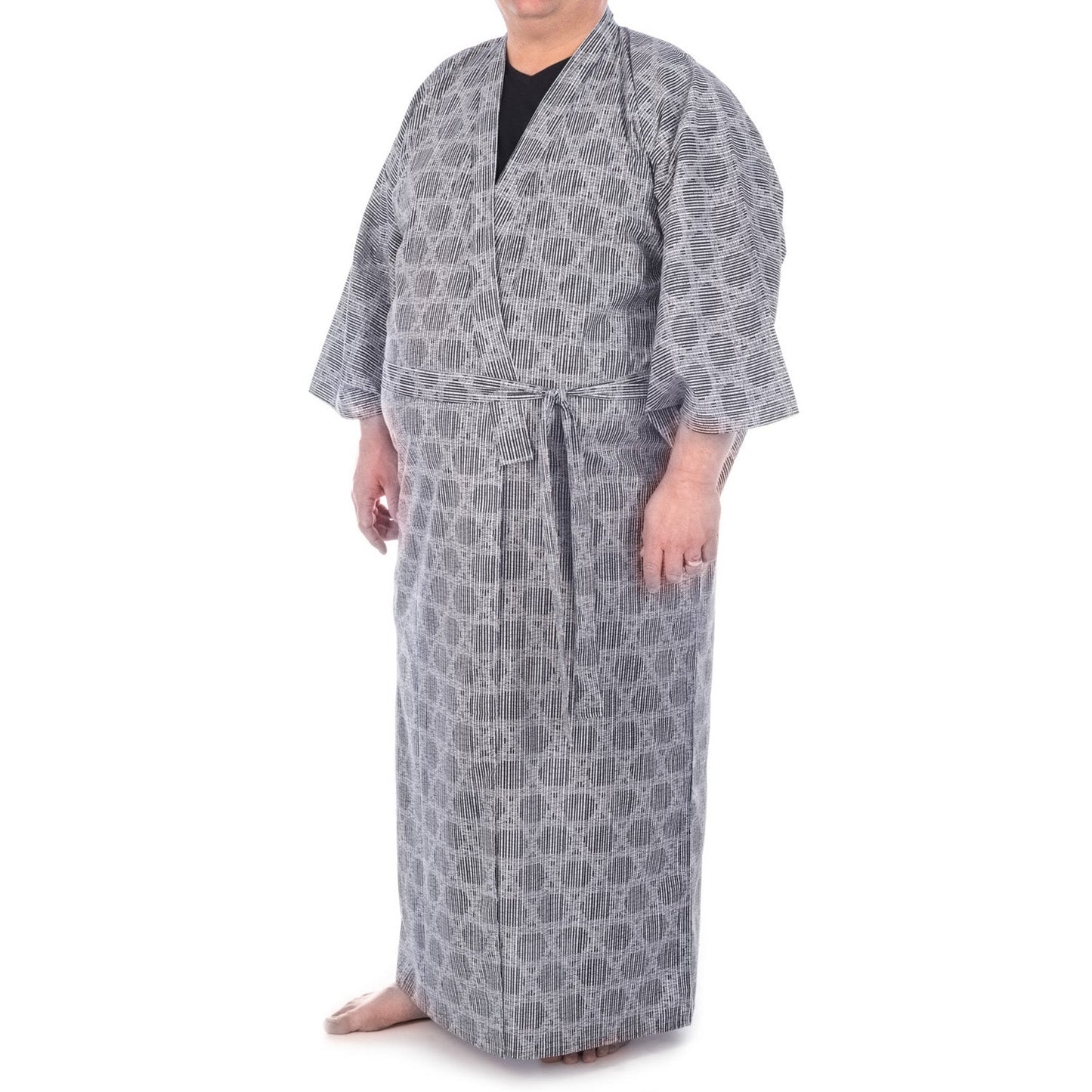 Extra Large Japanese Kimono Kagome Long Navy