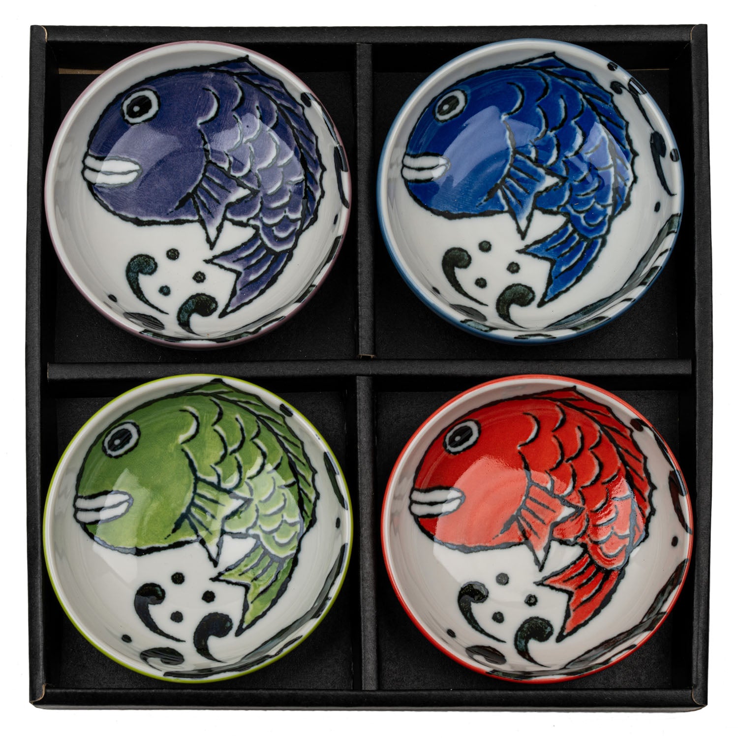 Fish 4 Piece Japanese Sauce Dish Gift Set in gift box