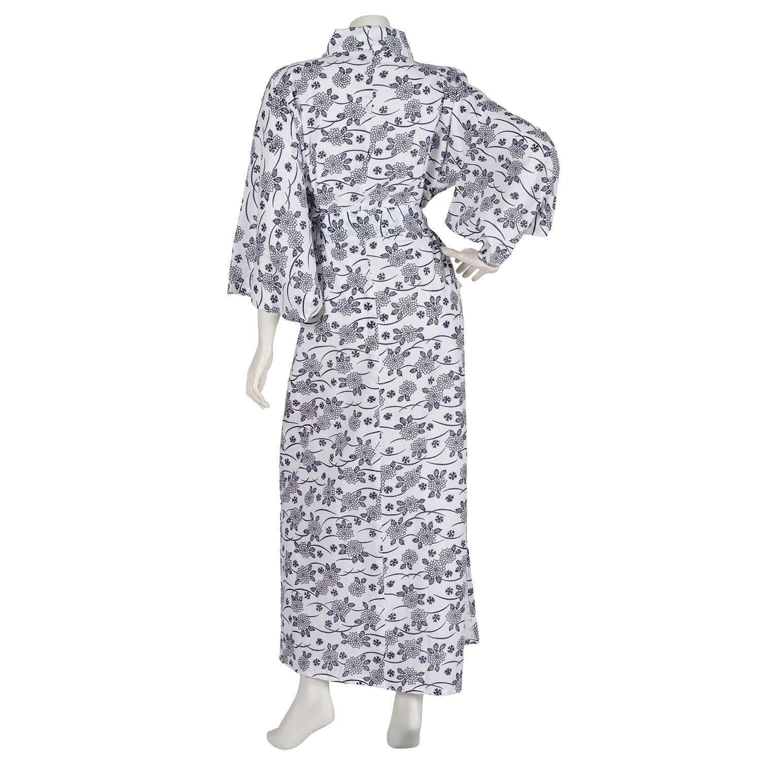 Floral Cotton Japanese Nemaki Kimono back