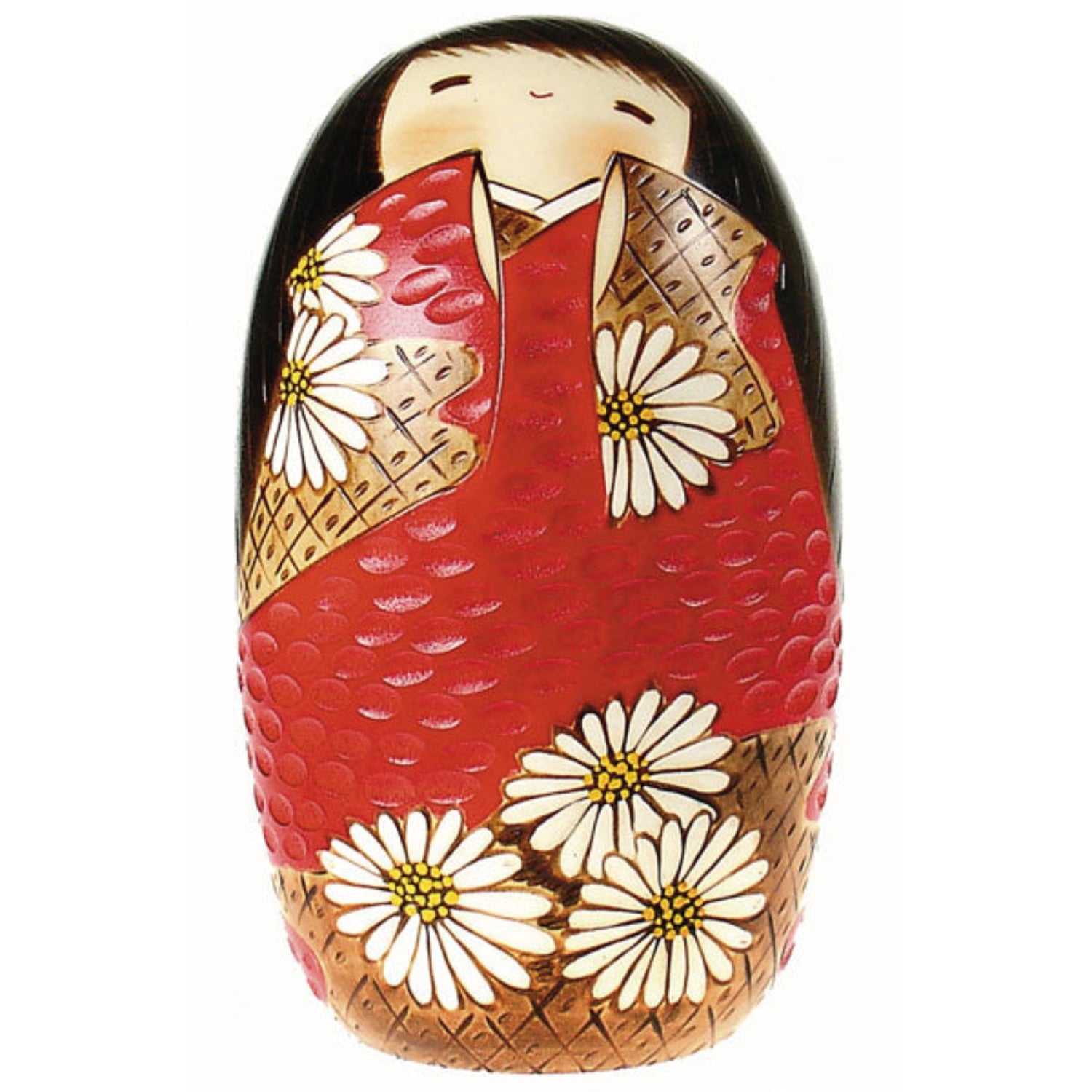Flower Girl Red Japanese Kokeshi Doll