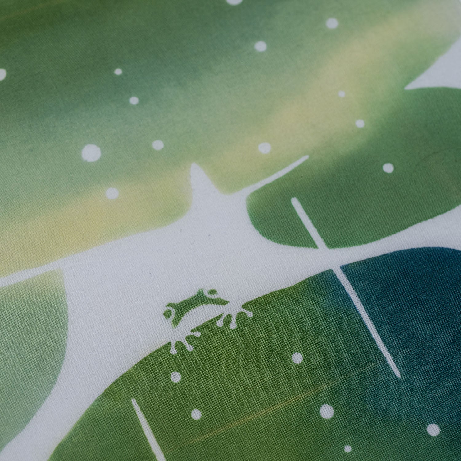 Frog in Sweet Rain Japanese Cotton Tenugui detail
