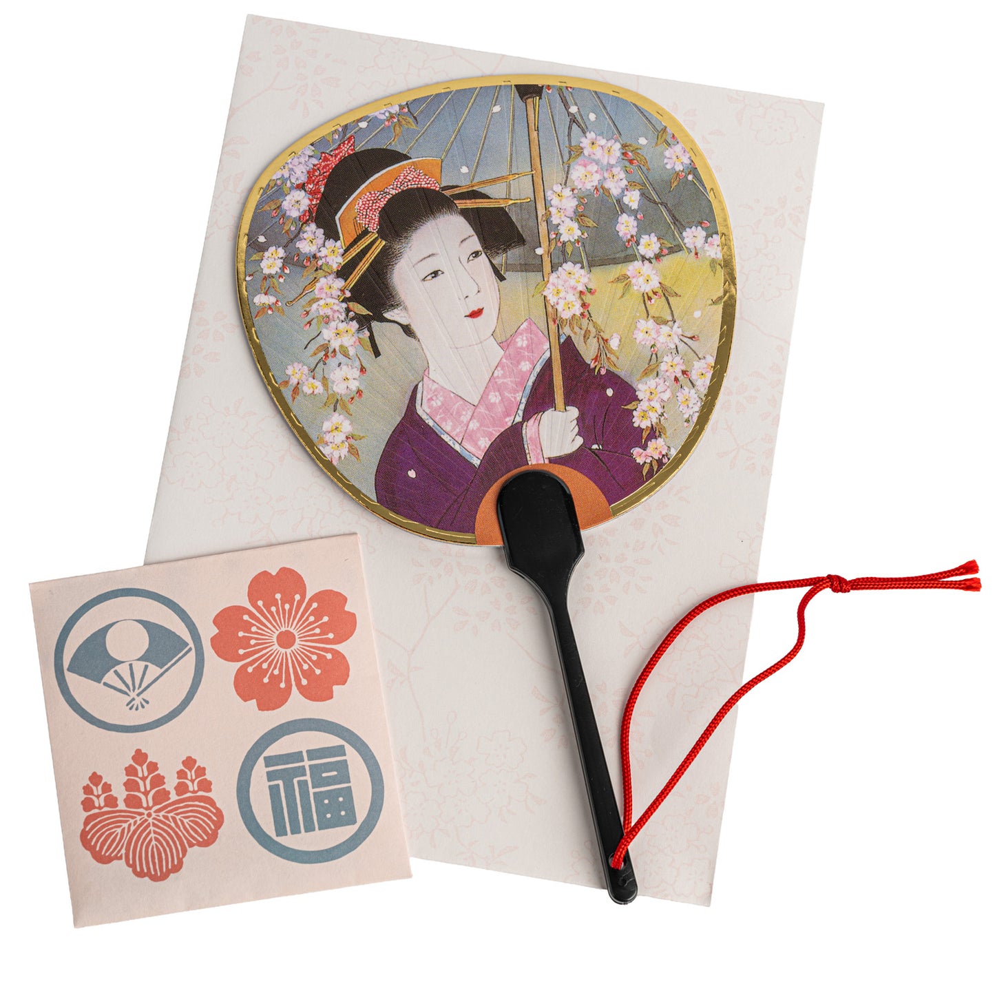 Geisha Fan Japanese Greetings Card set