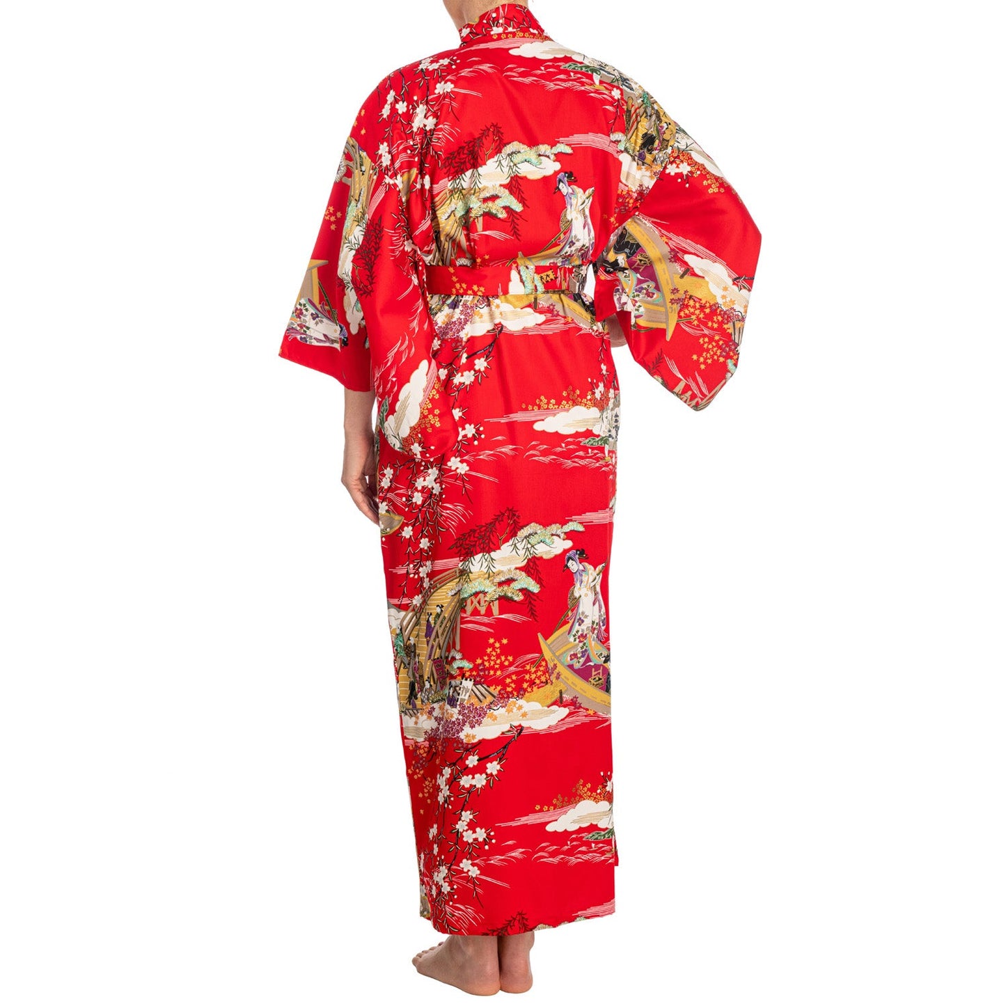 Geisha Long Red Japanese Kimono