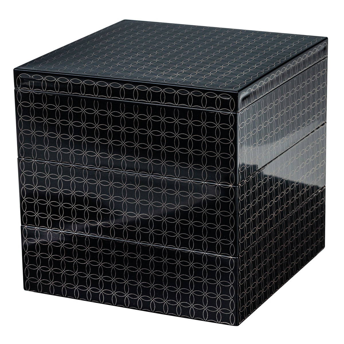 Geometric Circles 3 Tier Japanese Lacquer Box
