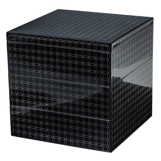 Geometric Circles 3 Tier Japanese Lacquer Box