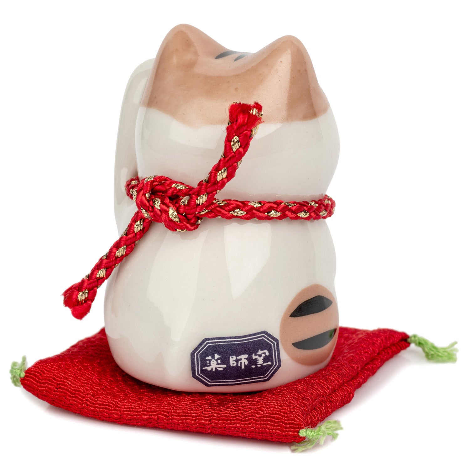 Ginger Tom Japanese Lucky Cat and Red Cushion back