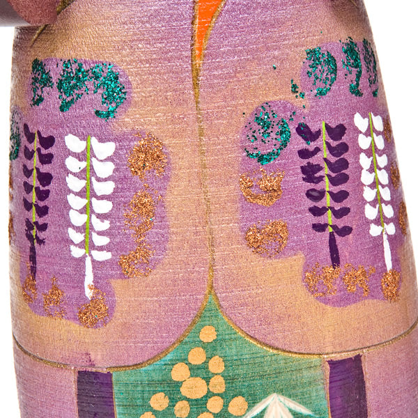 Girl in Wisteria Kimono Kokeshi Doll