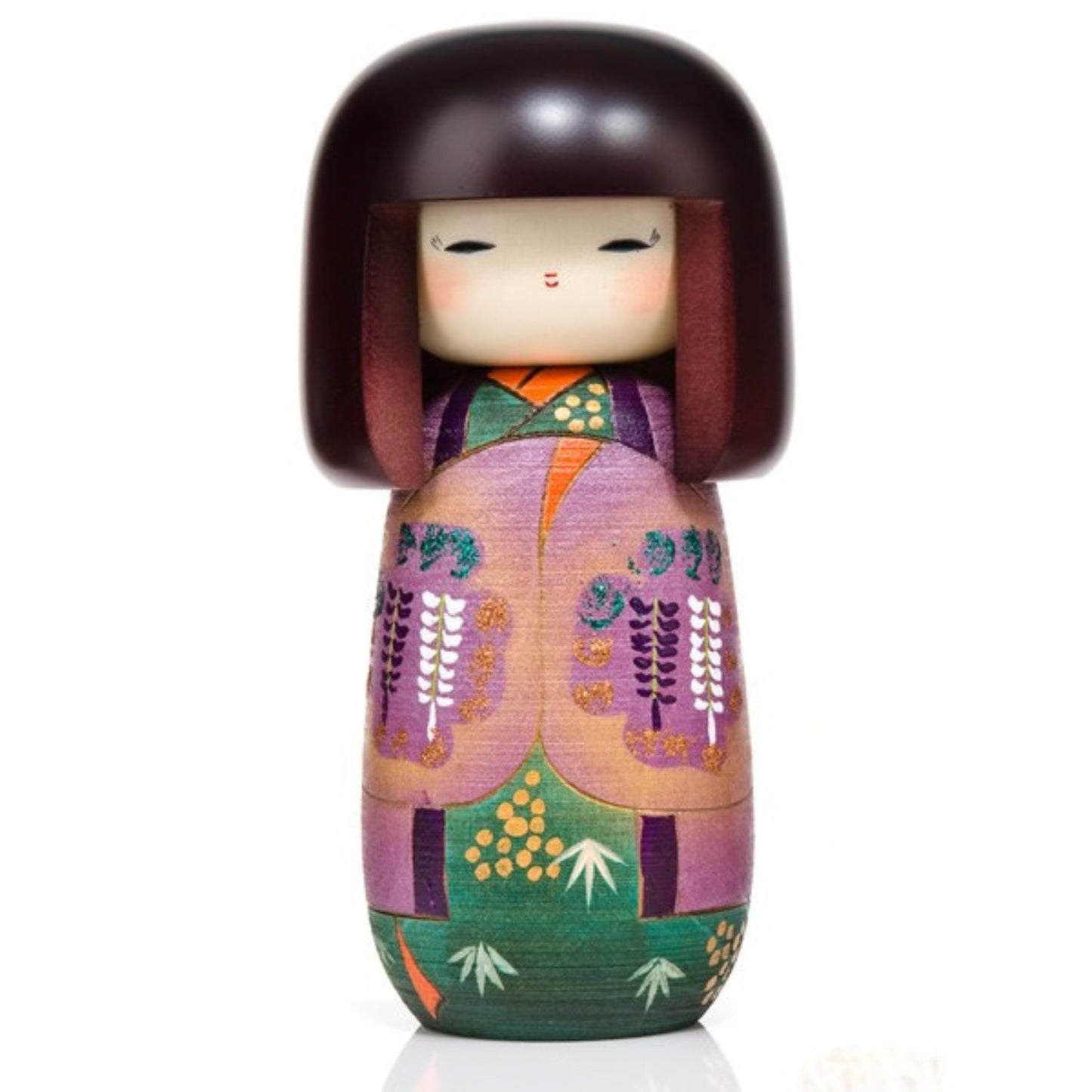 Girl in Wisteria Kimono Kokeshi Doll