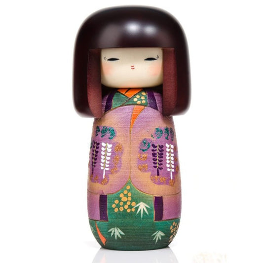 Girl in Wisteria Kimono Kokeshi Doll