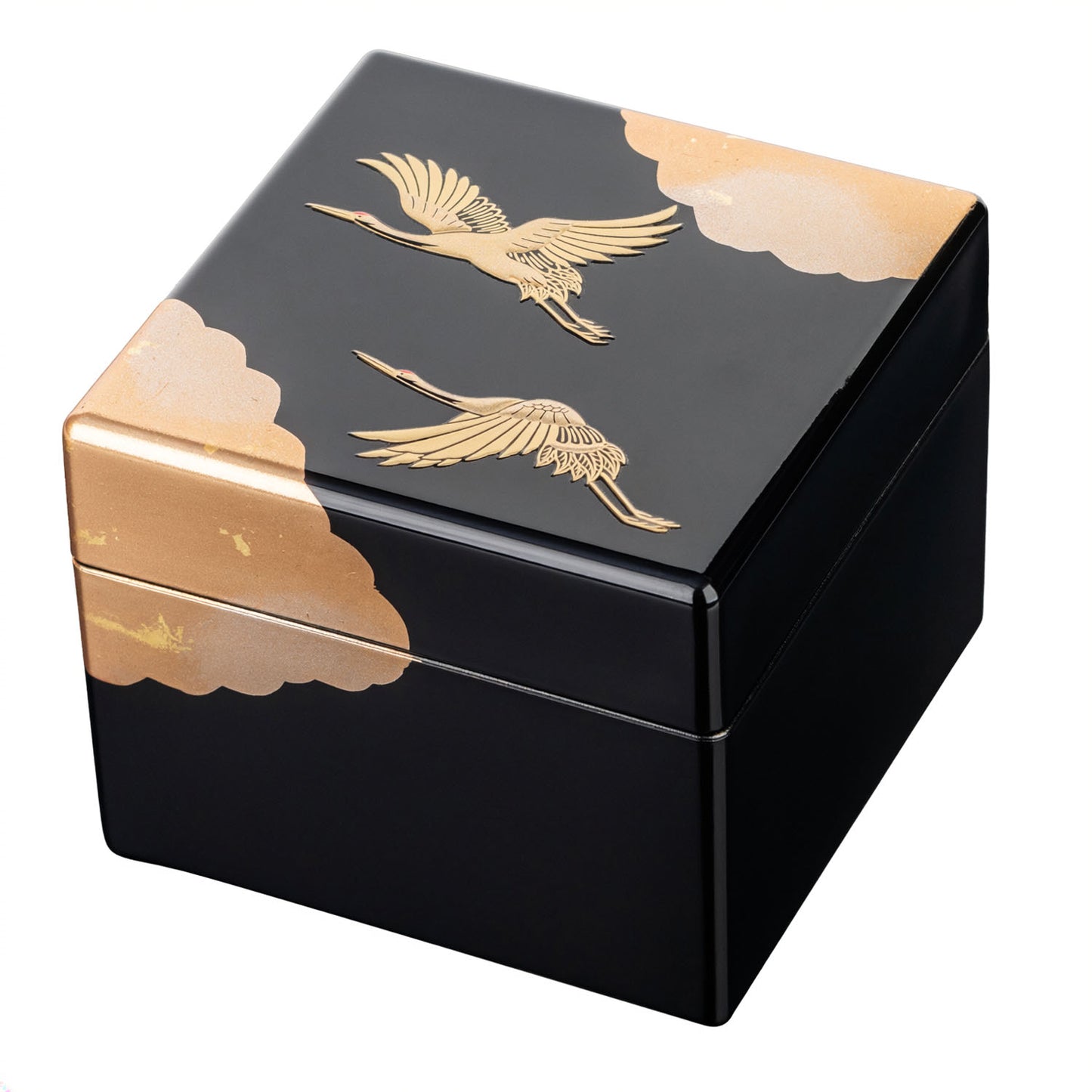 Gold Crane Japanese Lacquer Jewellery Box