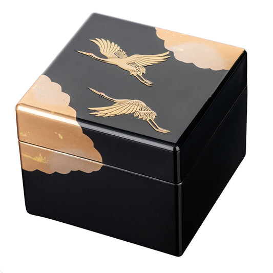 Gold Crane Japanese Lacquer Jewellery Box