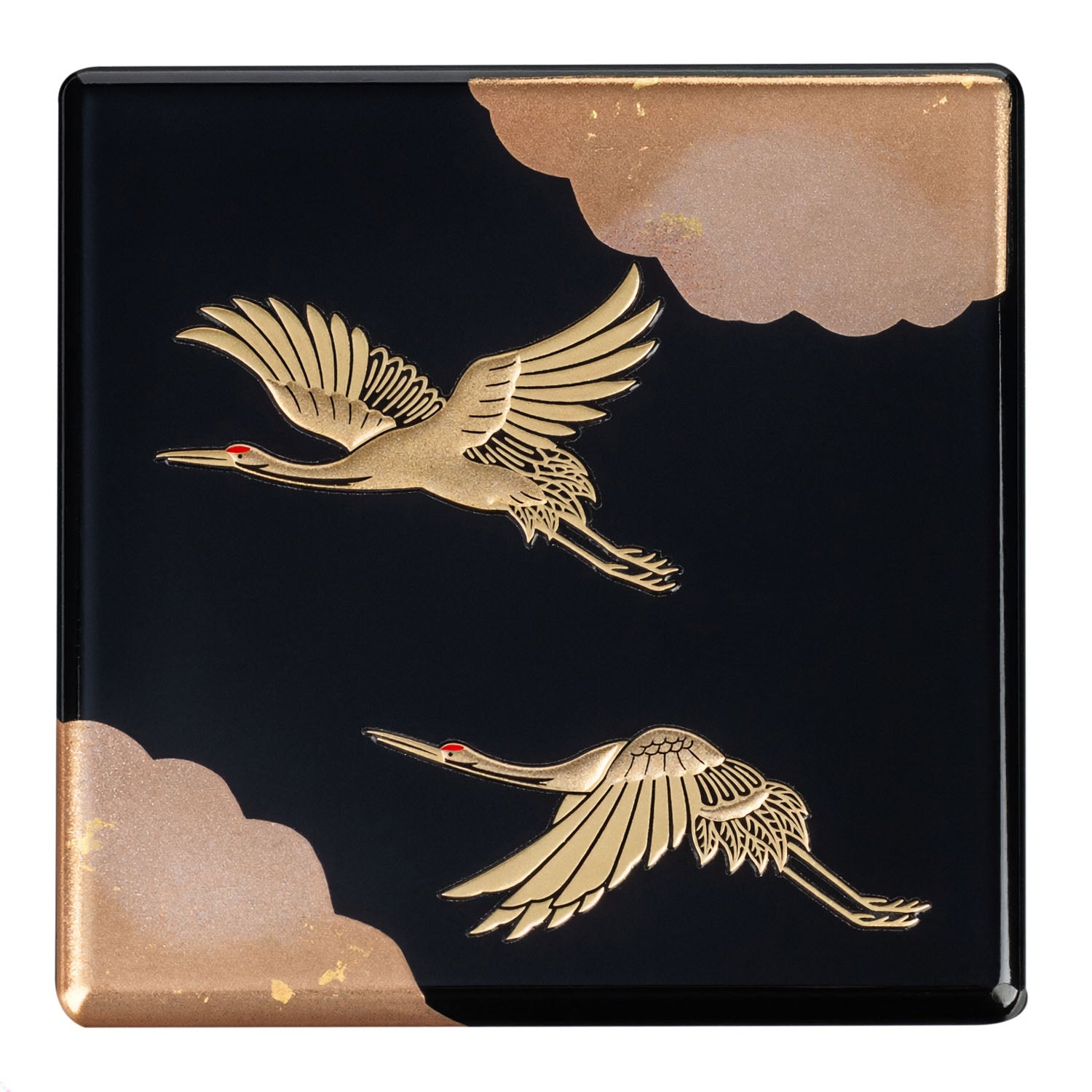 Gold Crane Japanese Lacquer Jewellery Box top