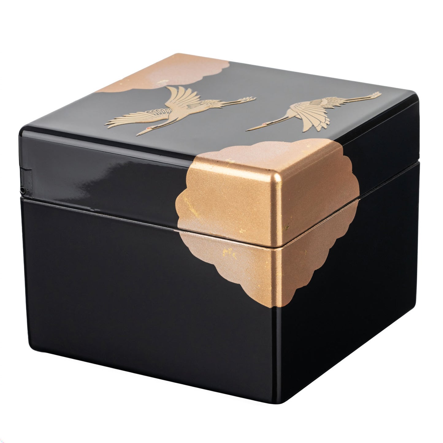 Gold Crane Japanese Lacquer Jewellery Box side
