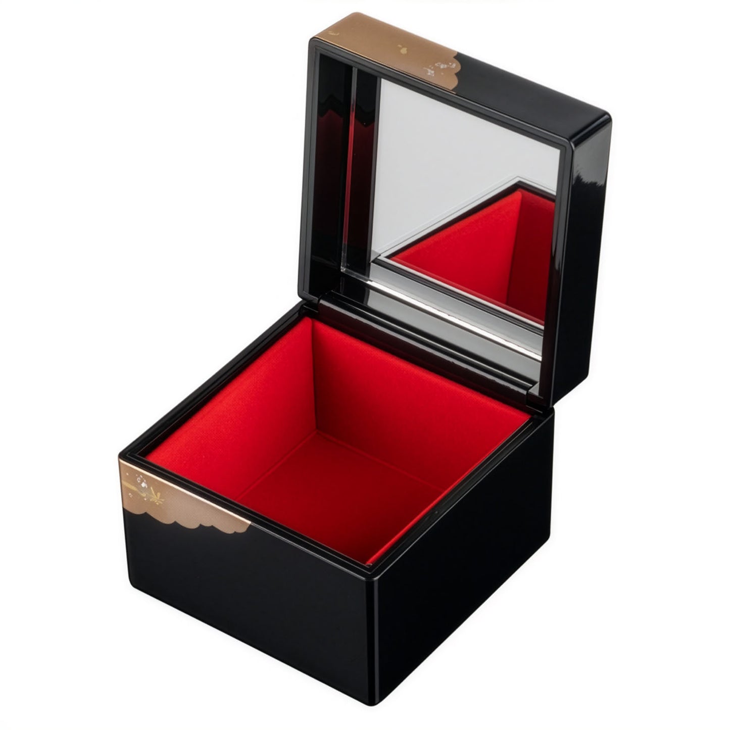 Gold Crane Japanese Lacquer Jewellery Box inside