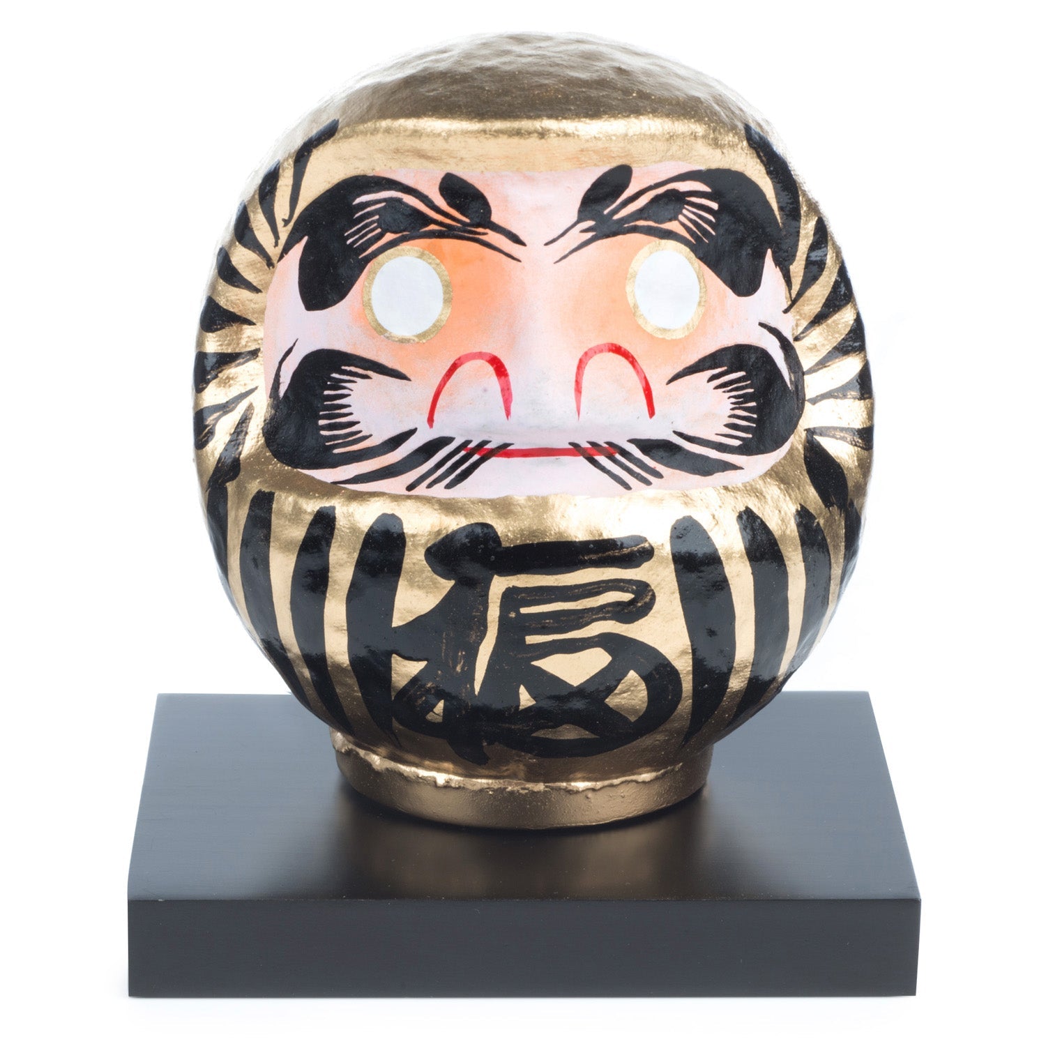 Gold Japanese Daruma Doll Lucky God on stand