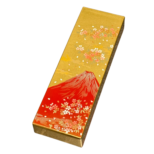Gold Mount Fuji Japanese Lacquer Pen Box