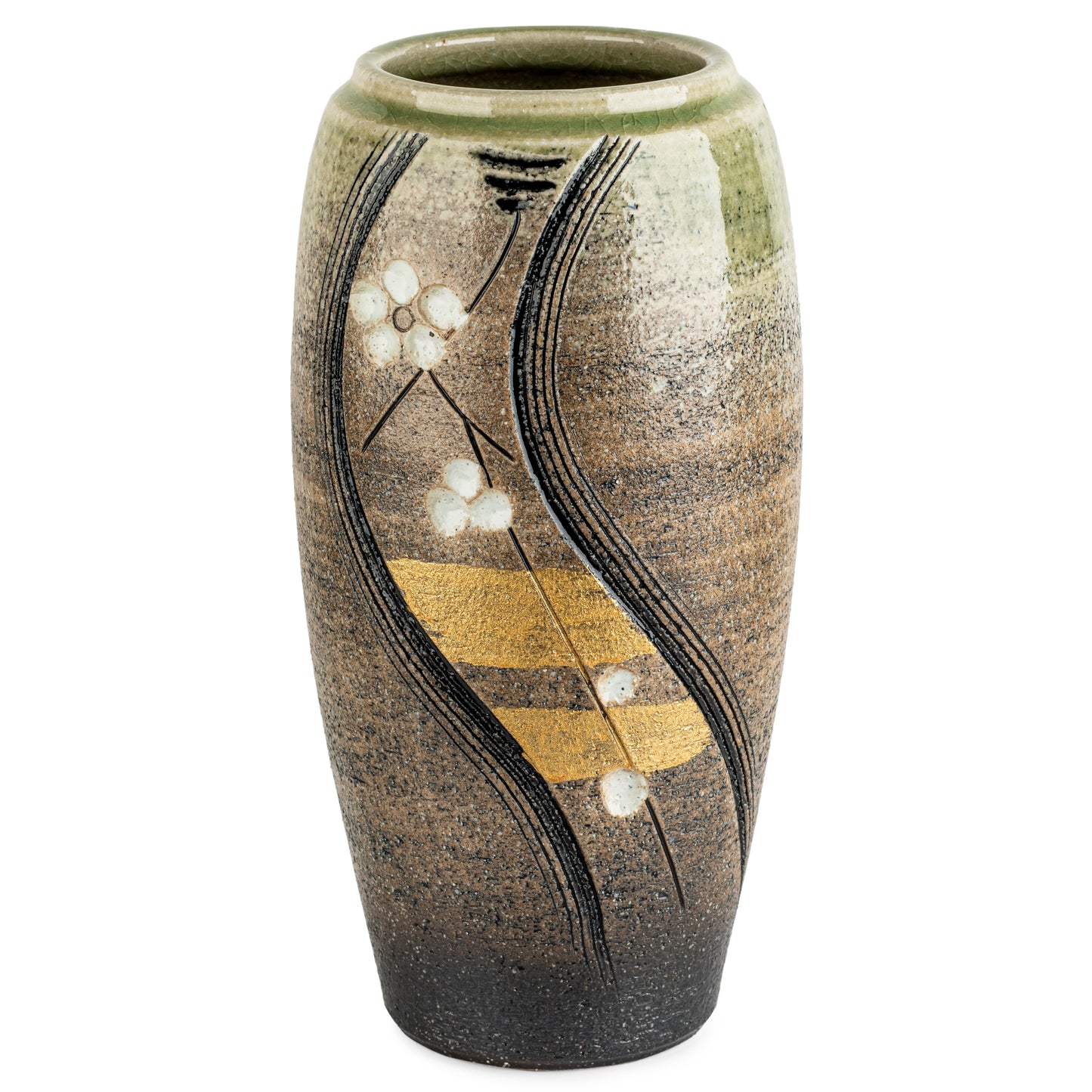 Gold Plum Japanese Ceramic Vase