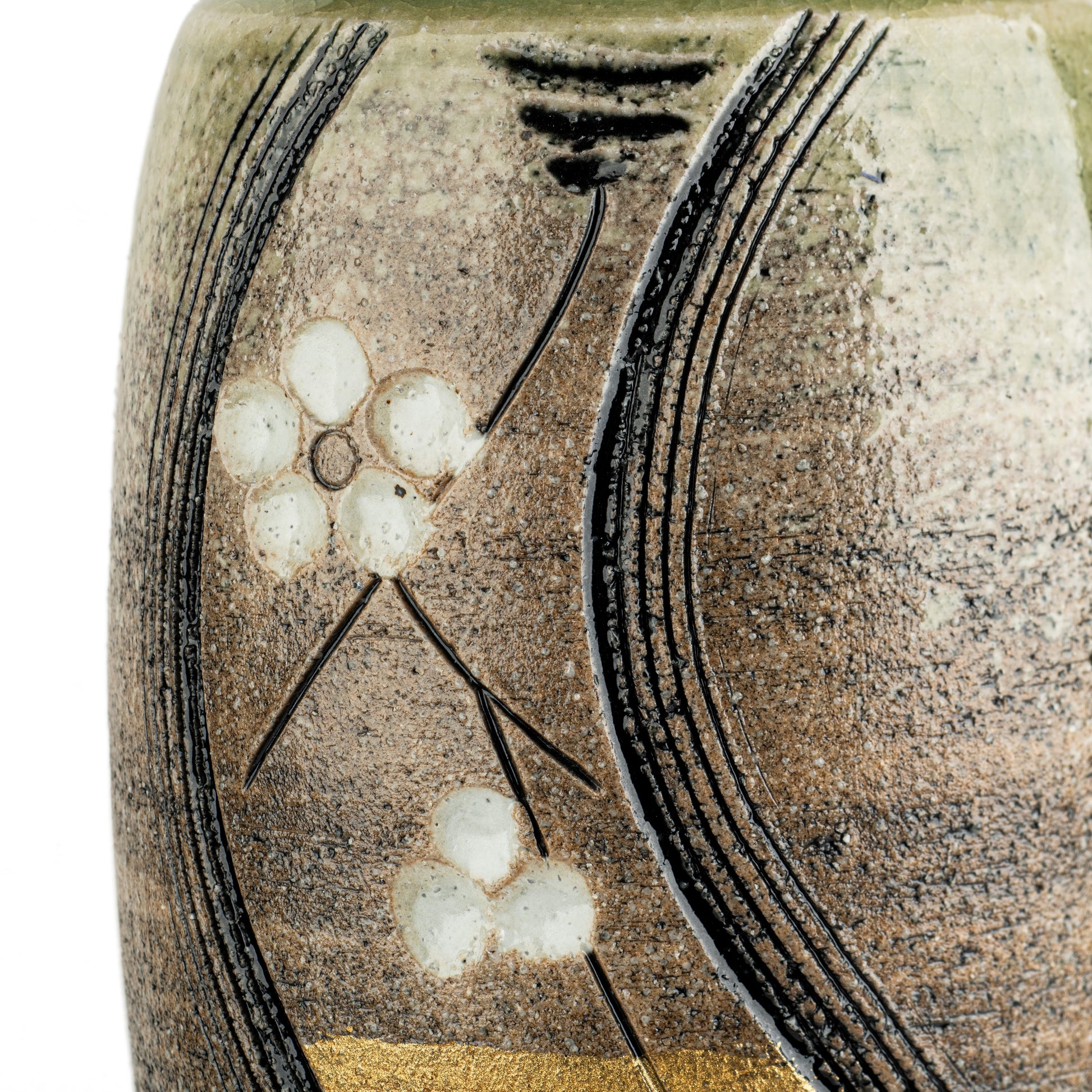 Gold Plum Japanese Ceramic Vase detail