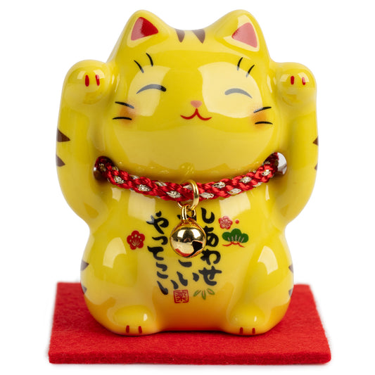 Good Fortune Japanese Lucky Cat and Red Cushion