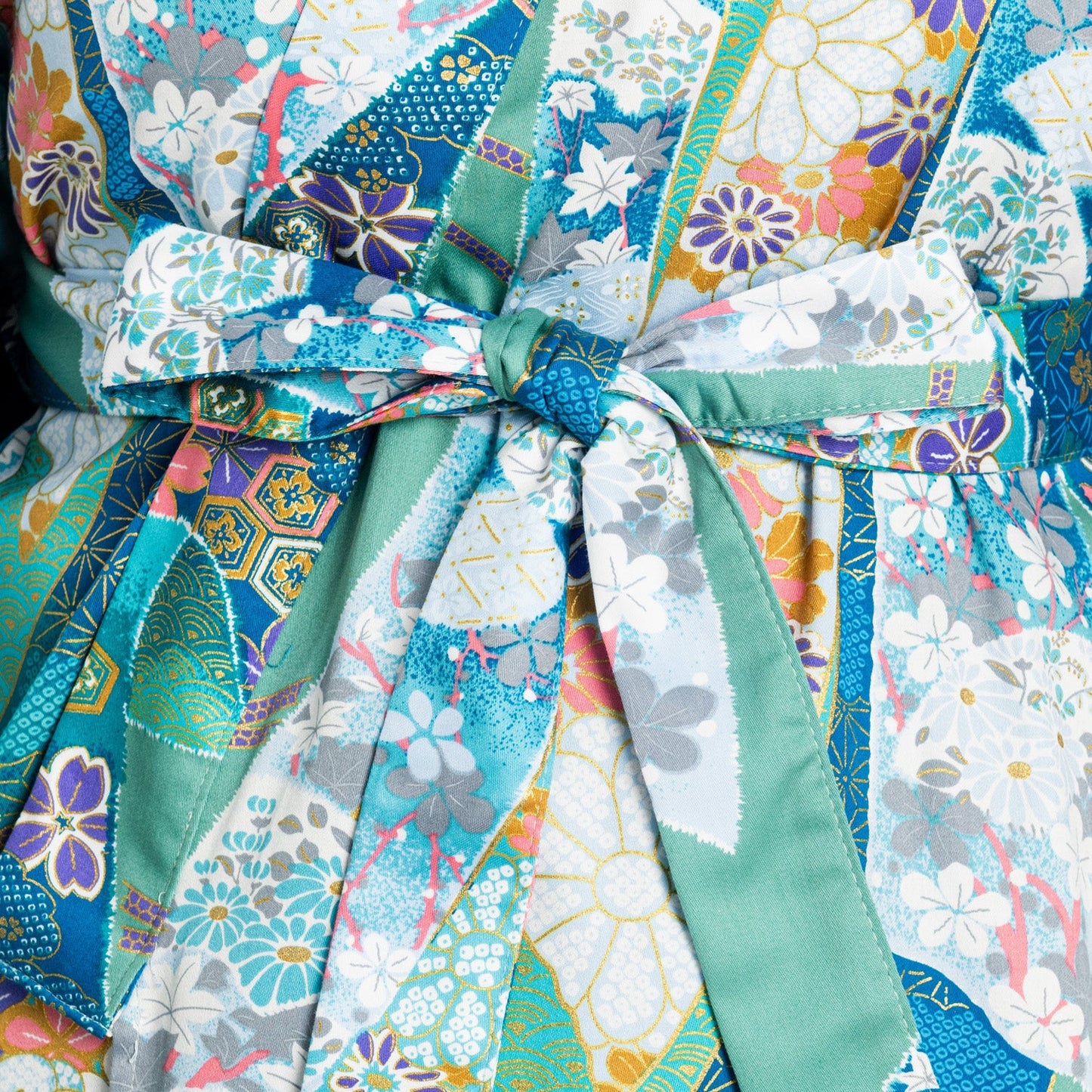 Green Ribbon Long Japanese Cotton Yukata