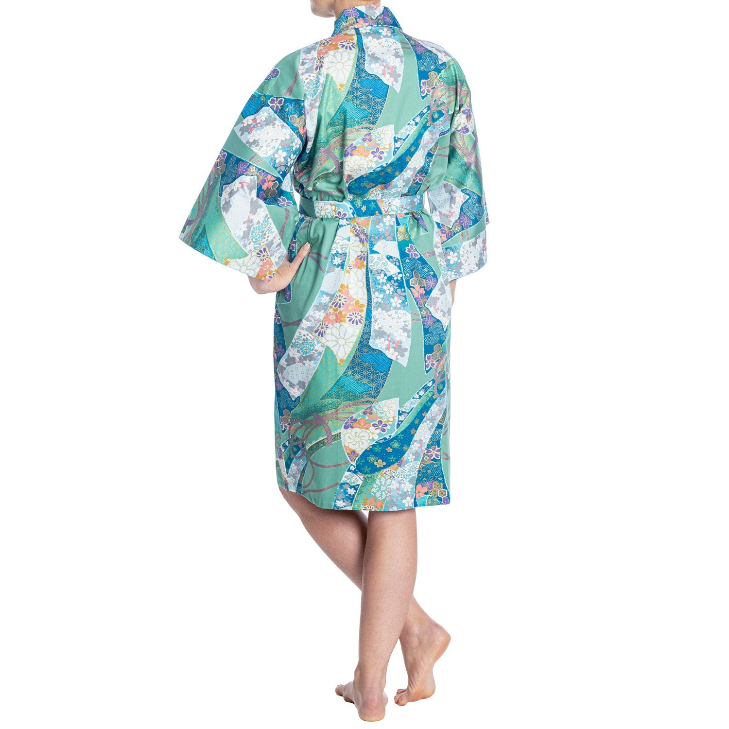 Green Ribbon Short Japanese Cotton Yukata