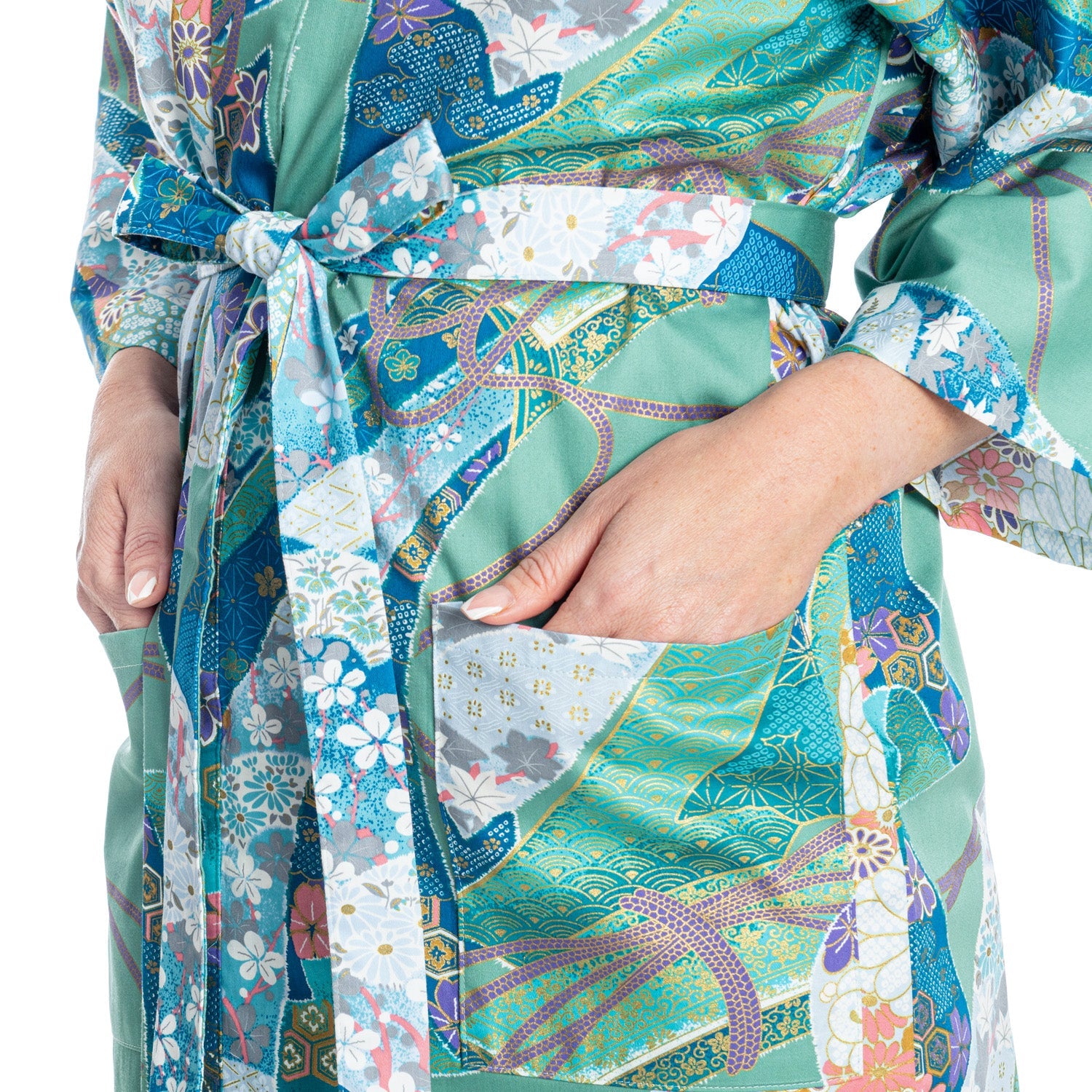 Green Ribbon Short Japanese Cotton Yukata