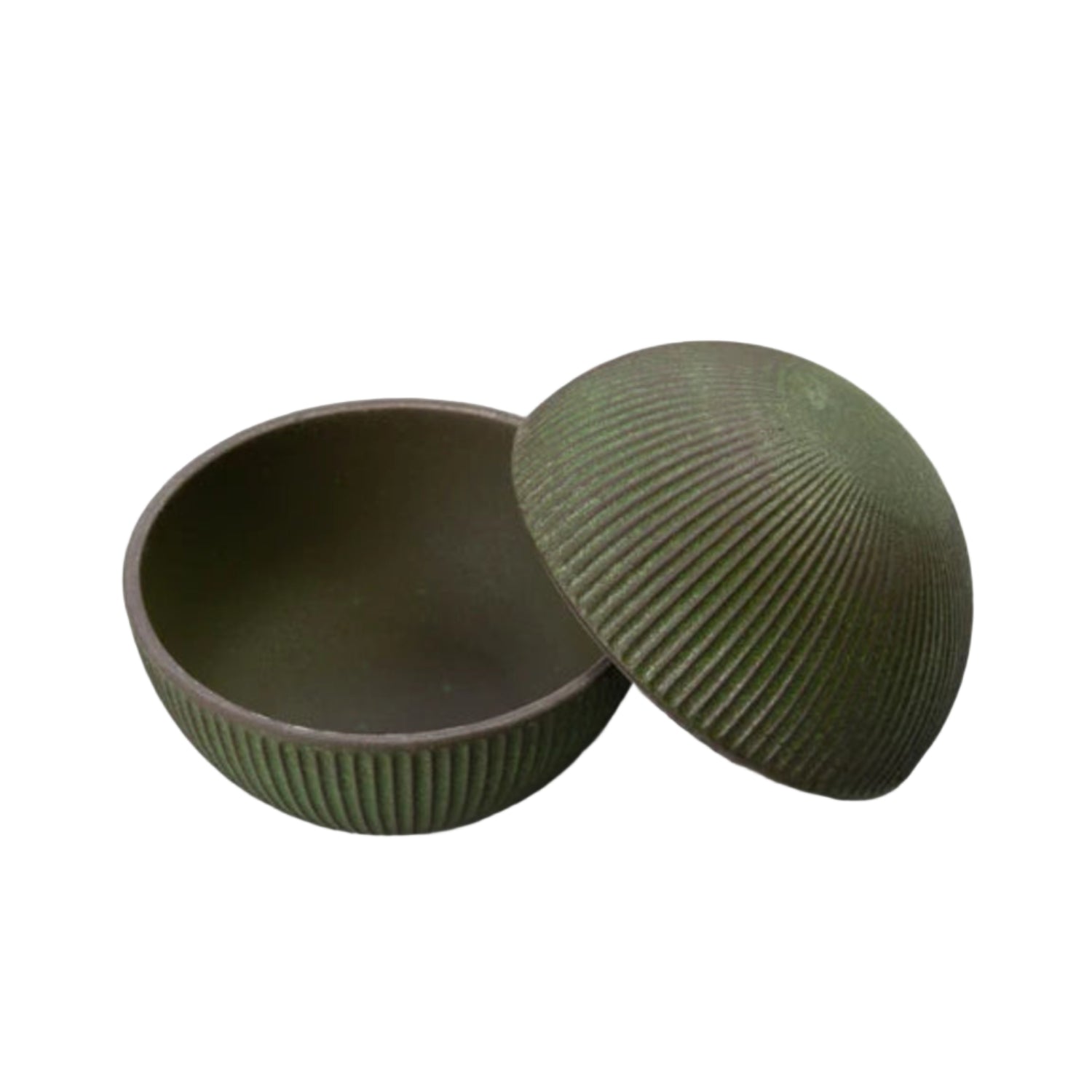 Green Temari Premium Japanese Bowl and Lid open