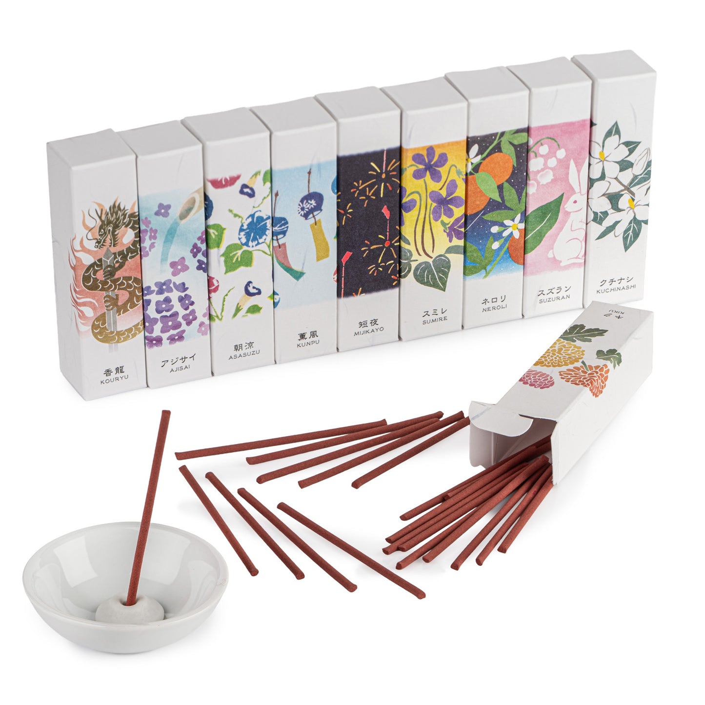 Hanga Irodori Organic Japanese Incense Gift Set inside