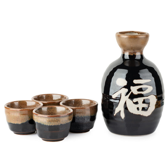 Happiness Japanese Sake Pot and Cup Set