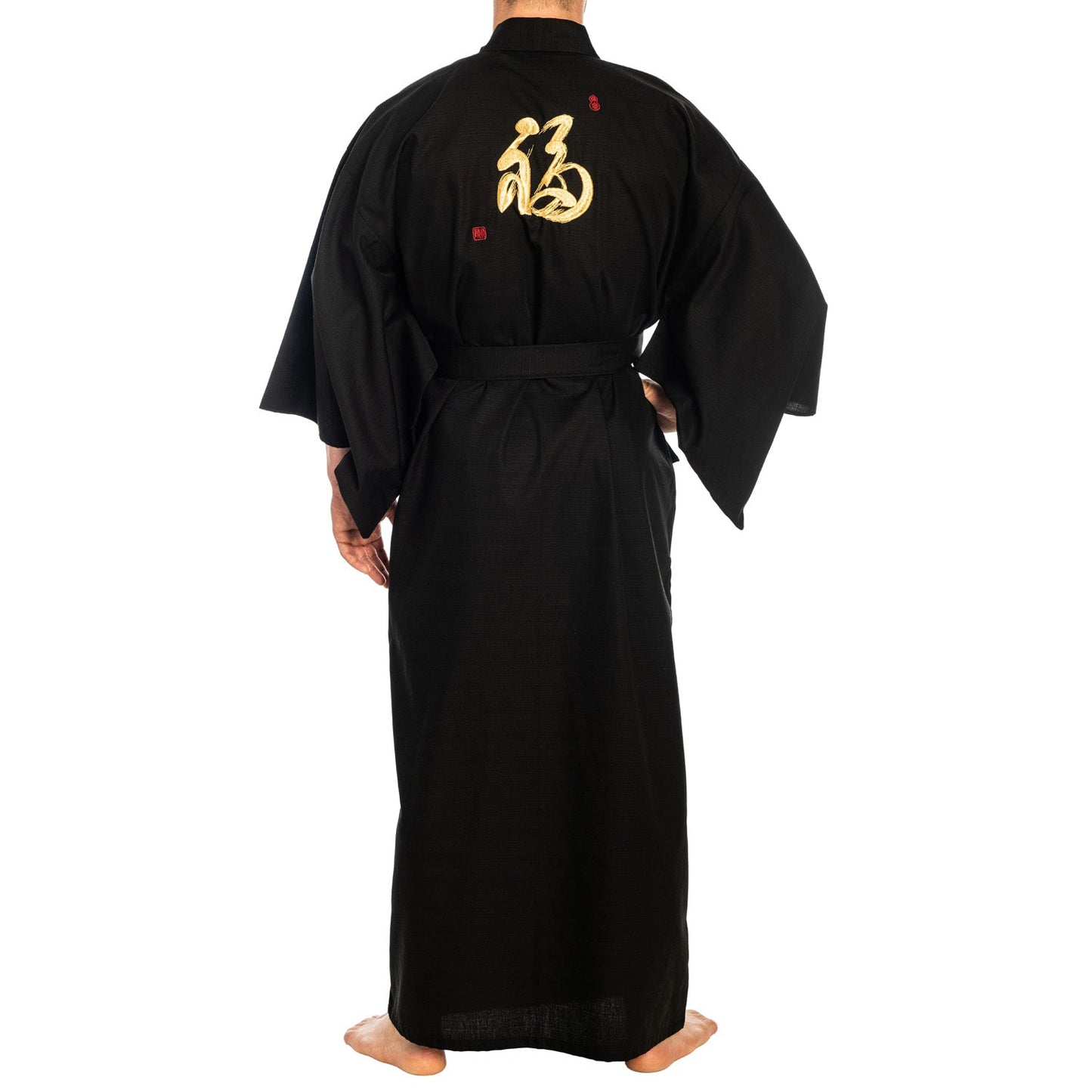 Happiness Long Black Japanese Kimono