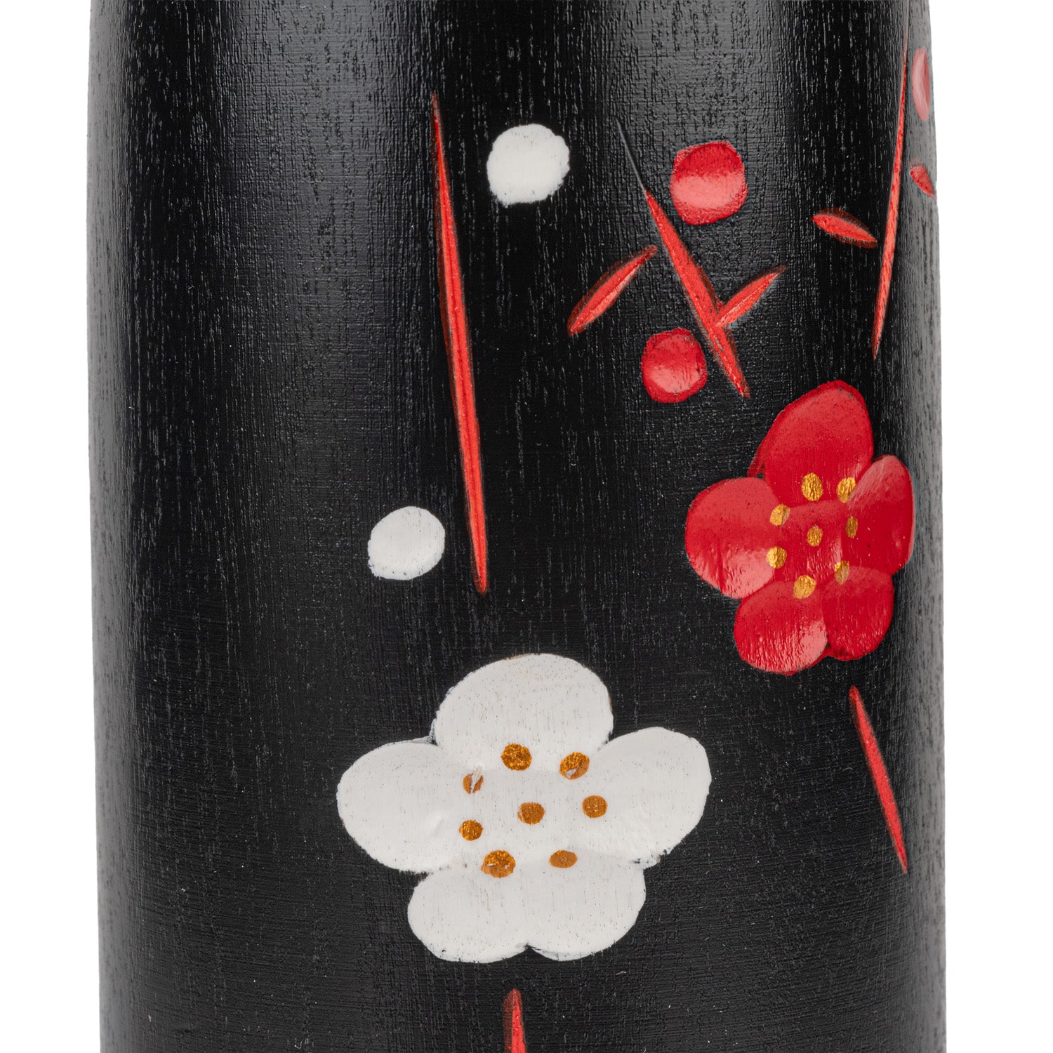 Happy Plum Blossom Japanese Kokeshi Doll detail