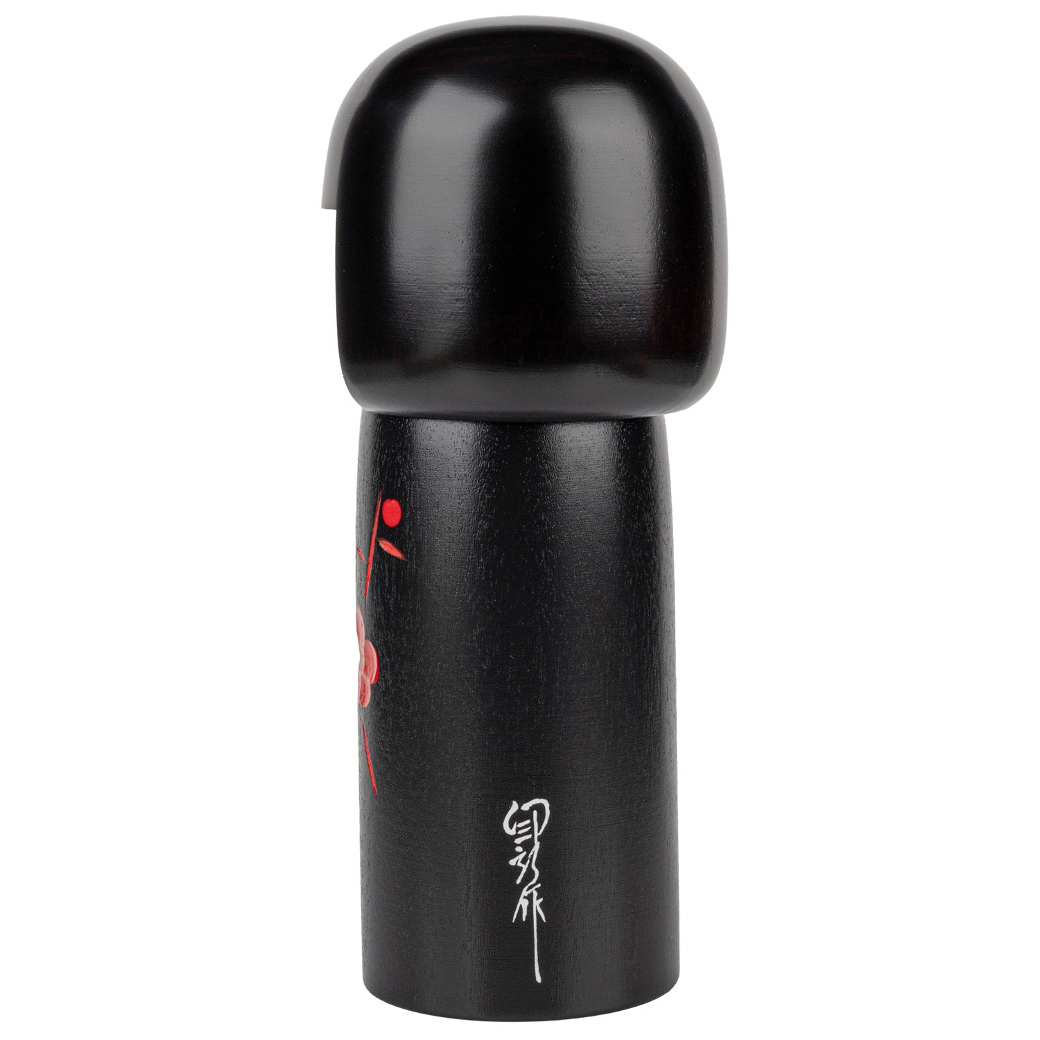 Happy Plum Blossom Japanese Kokeshi Doll side signature