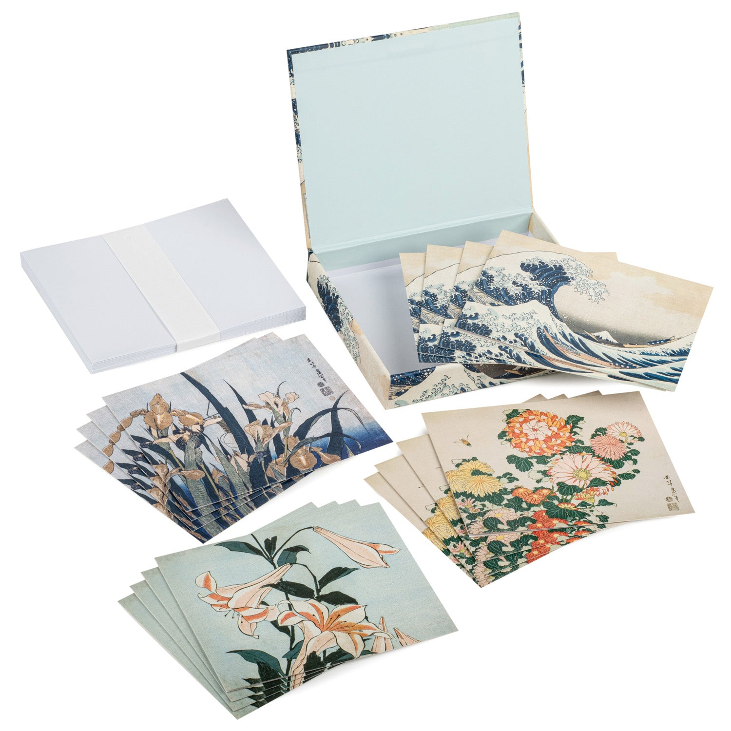 Hokusai Keepsake Gift Box Set 16 Japanese Cards open