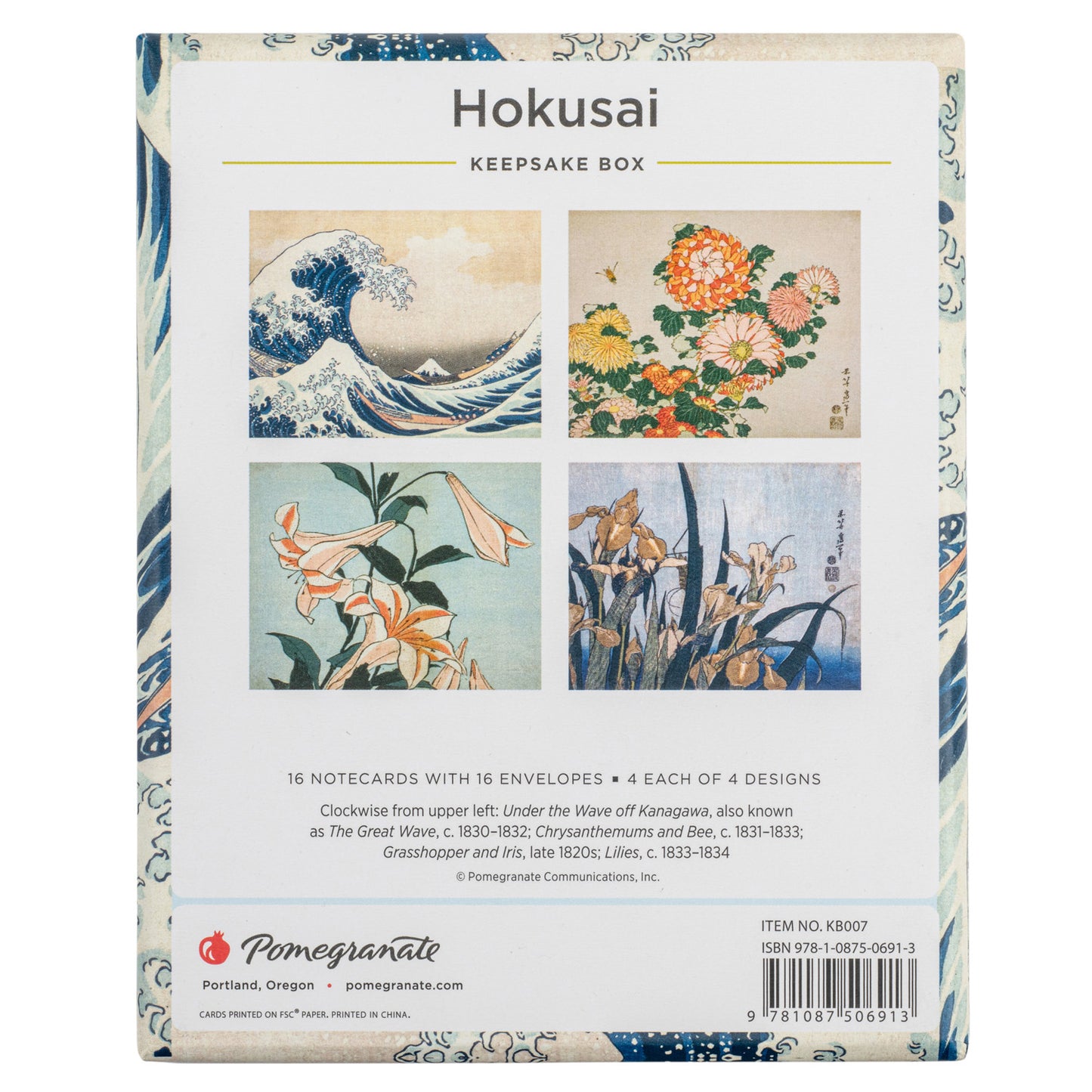 Hokusai Keepsake Gift Box Set 16 Japanese Cards back