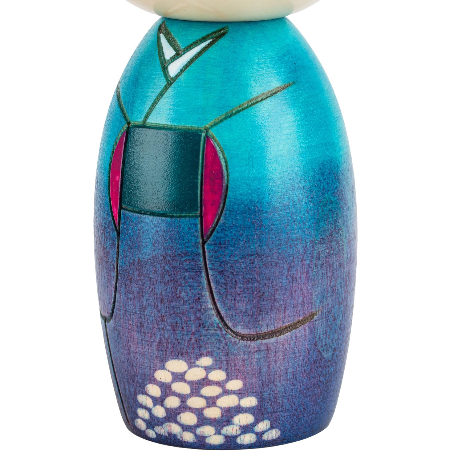 Hydrangea Japanese Kokeshi Doll detail