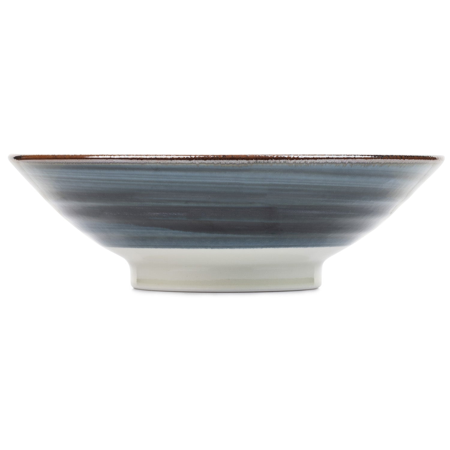 Indigo Blue and White Floral Large Japanese Serving Bowl side