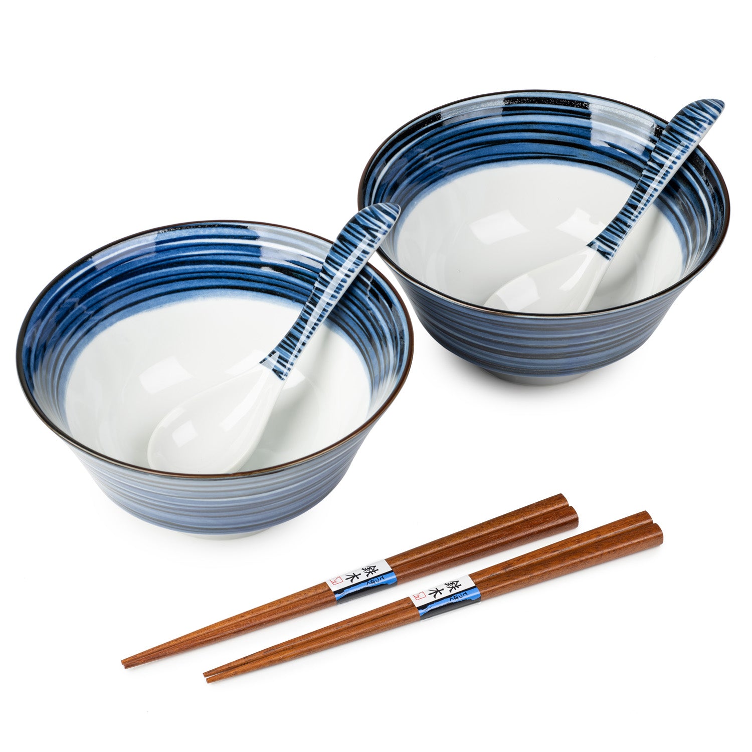 Indigo Blue Japanese Ramen Bowl Gift Set