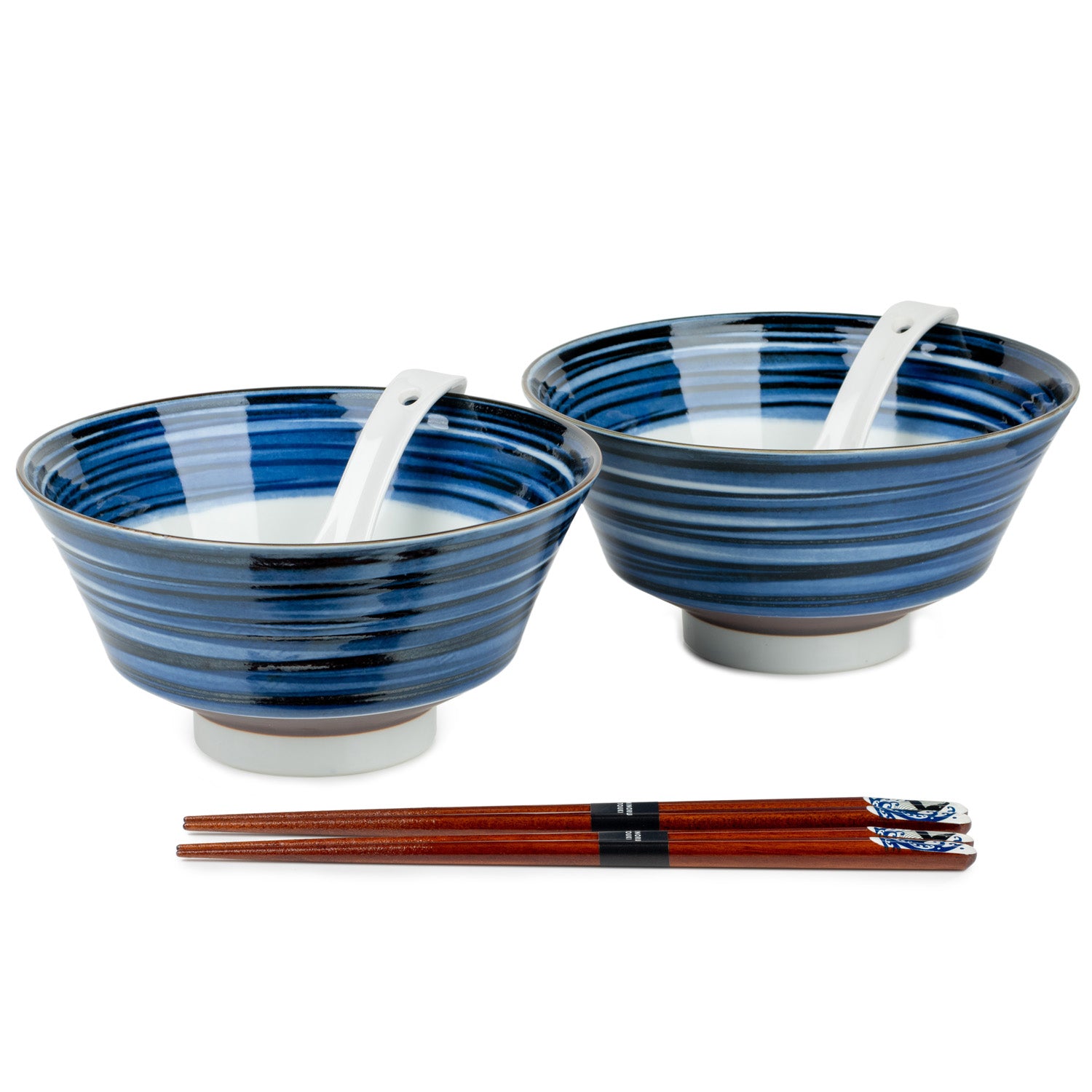 Indigo Blue Line Japanese Ramen Bowl Gift Set