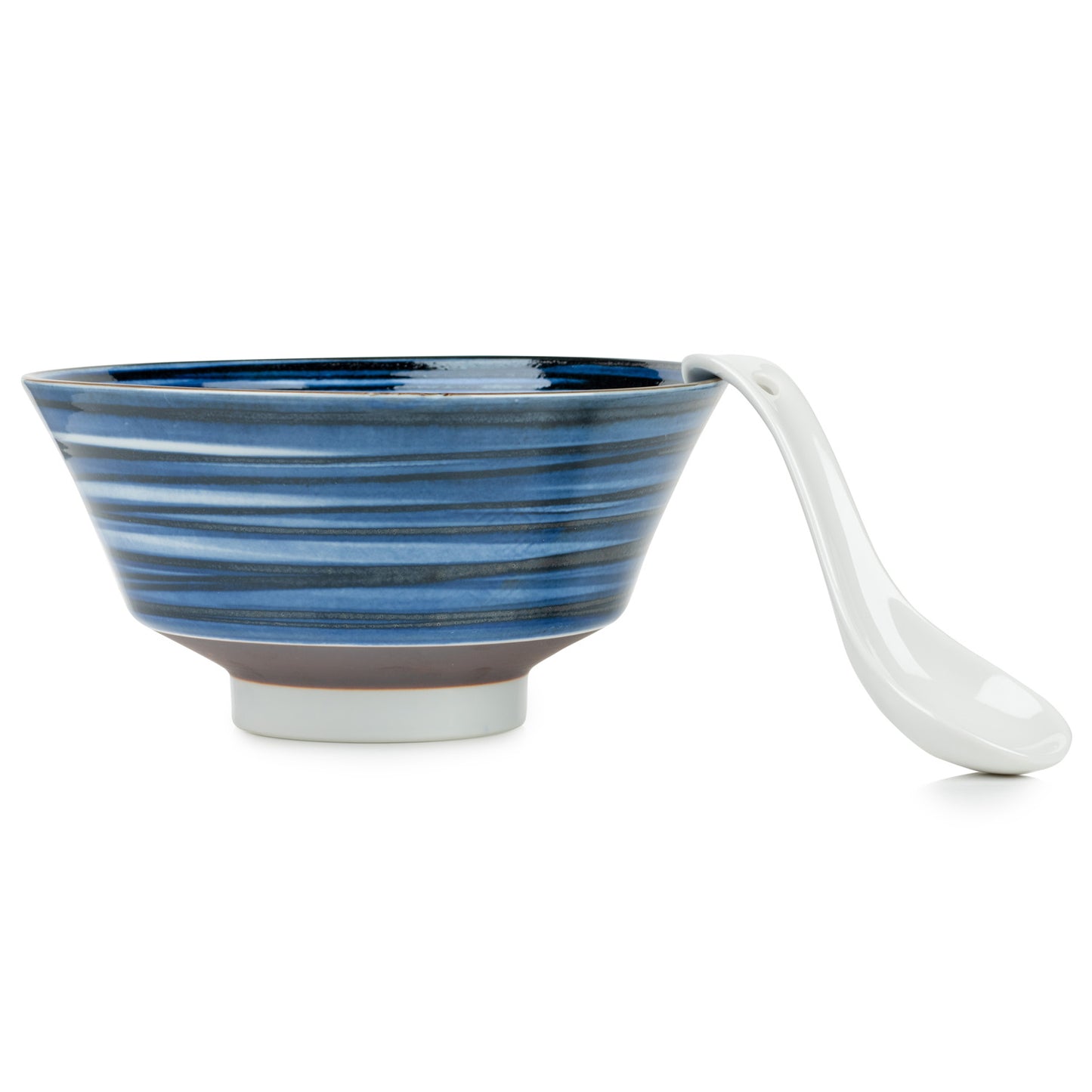 Indigo Blue Line Japanese Ramen Bowl Gift Set and spoon
