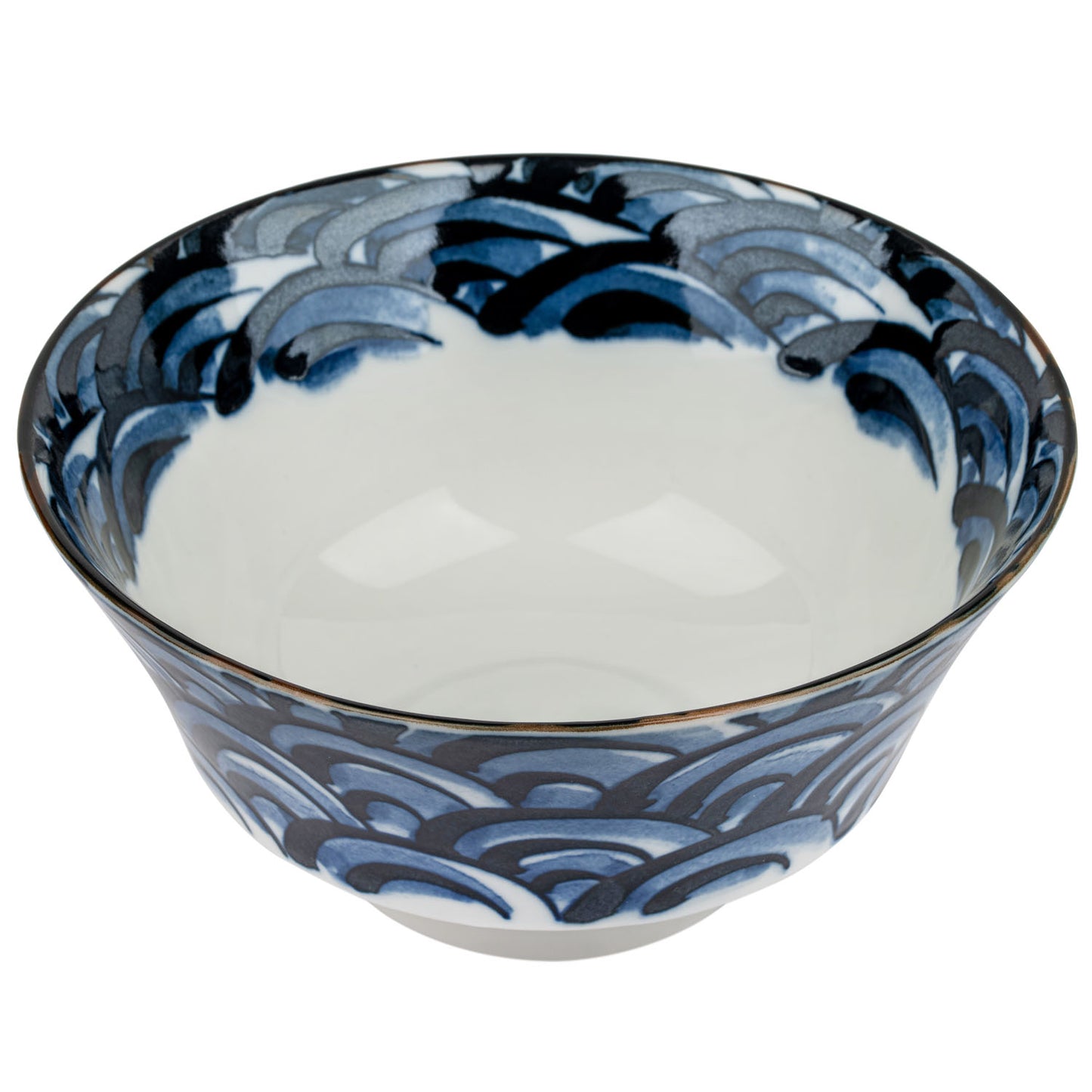 Indigo Blue Wave Japanese Ramen Bowl open