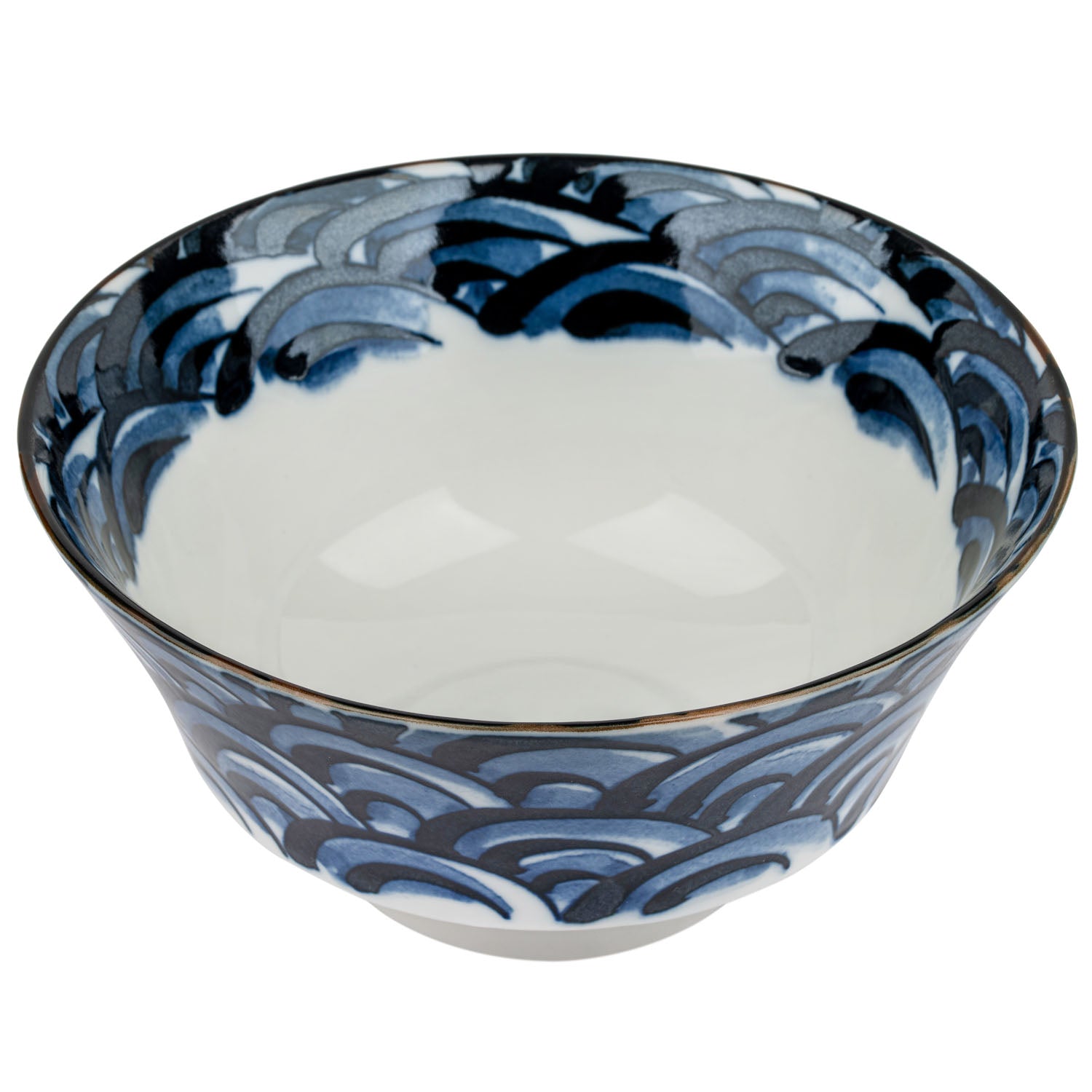 Indigo Blue Wave Japanese Ramen Bowl open