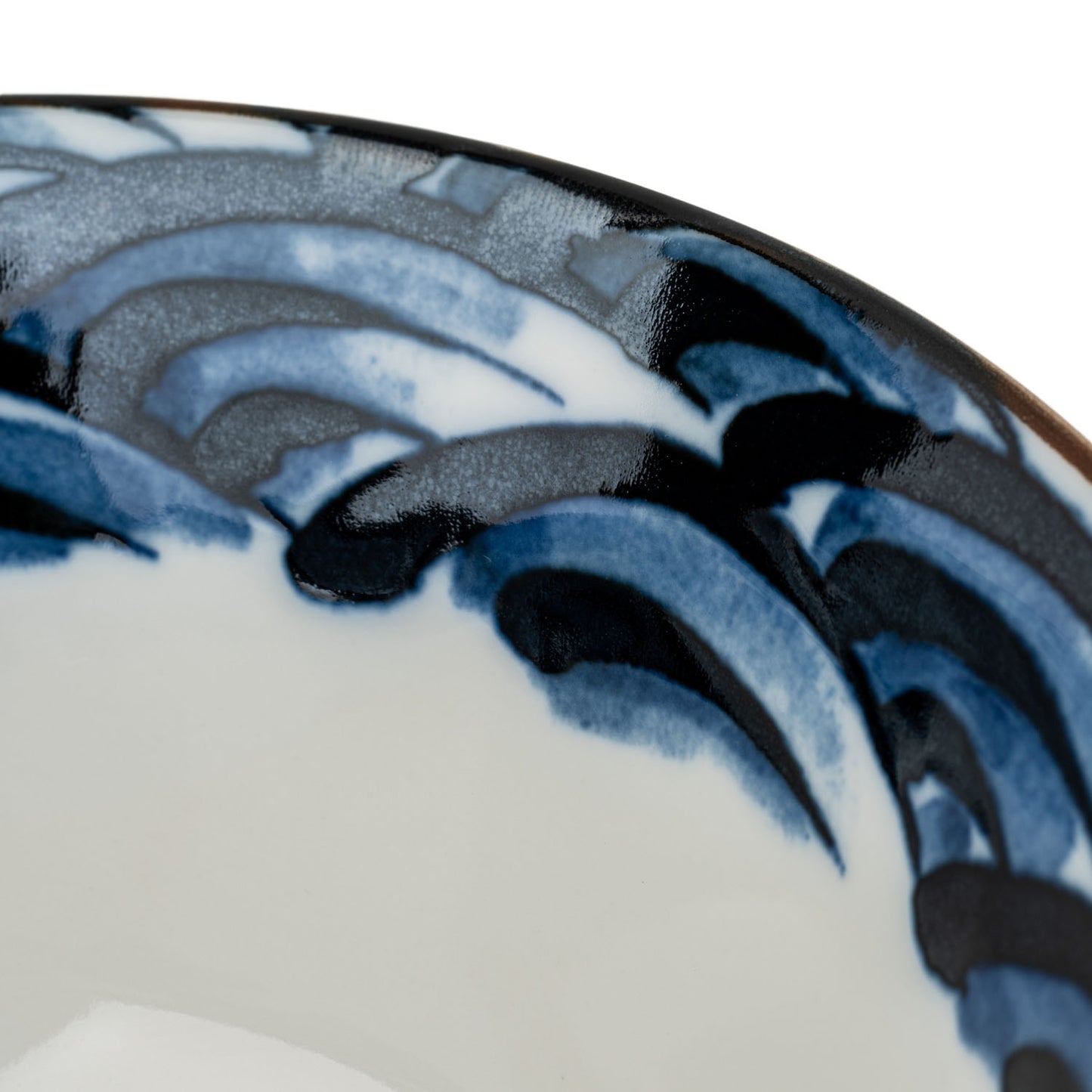 Indigo Blue Wave Japanese Ramen Bowl detail