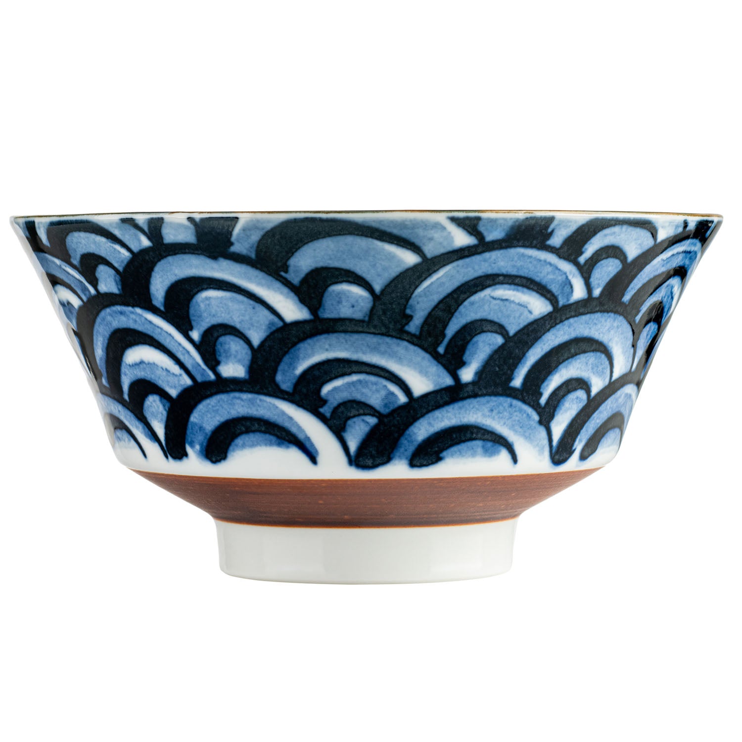 Indigo Blue Wave Japanese Ramen Bowl Set bowl side