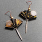 Iwai Black and Gold Fan Premium Japanese Earrings lifestyle