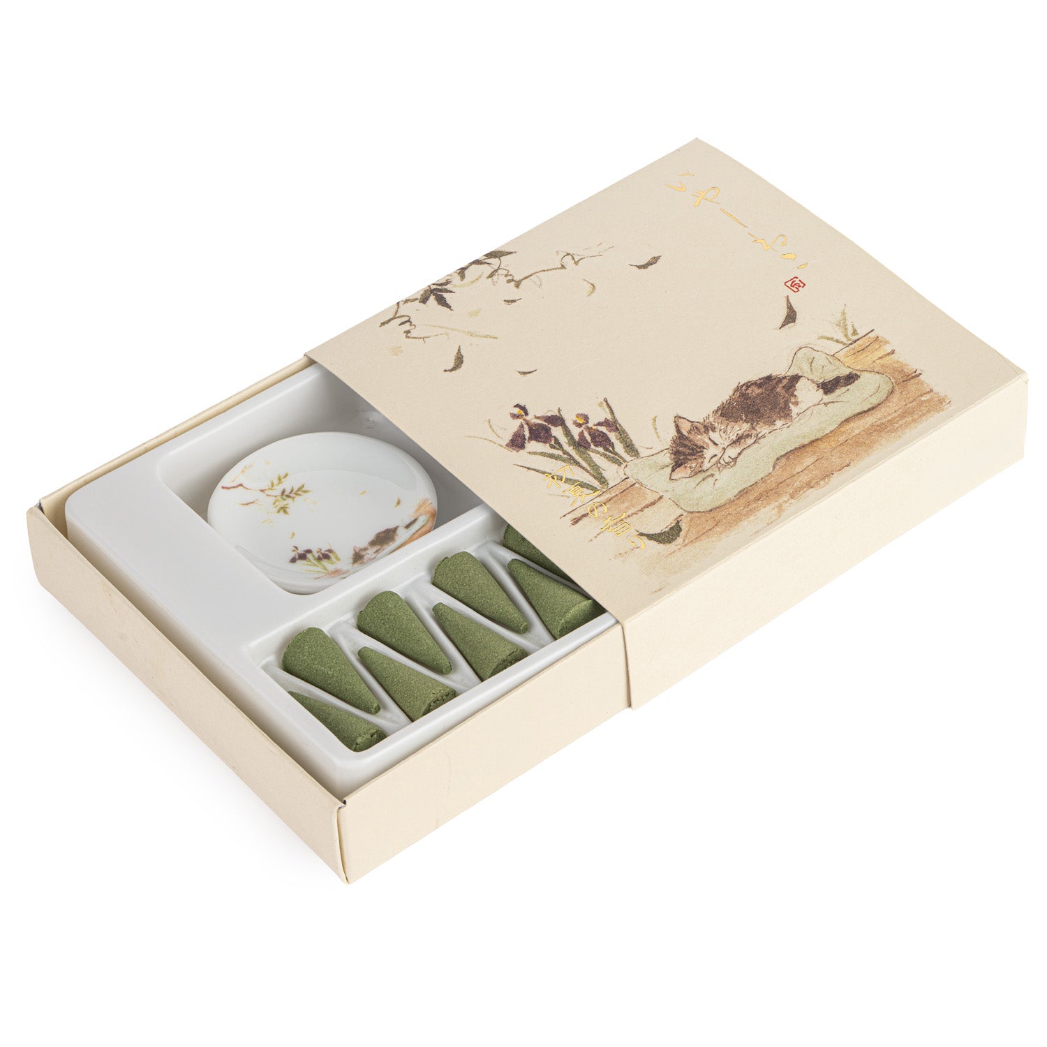 Iyashi Neko Summer Japanese Incense Cone Gift Set inside
